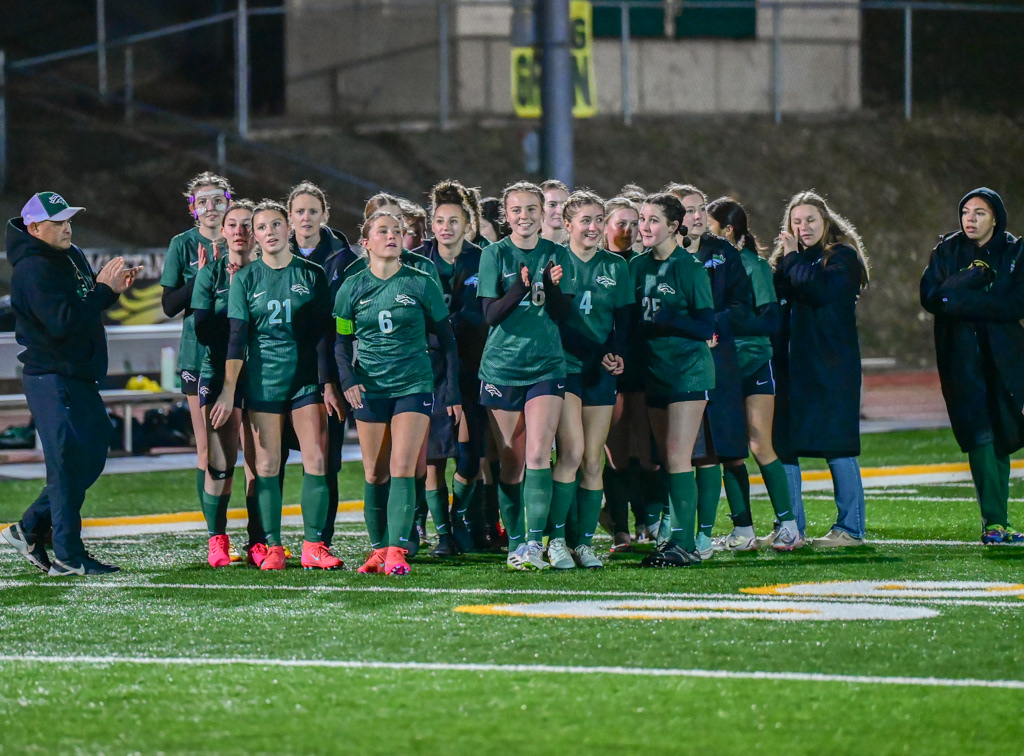 Argonaut High School girls happy with a win over River Islands in playoff soccer game. Photo by Duv Cardenas in Jackson, CA.