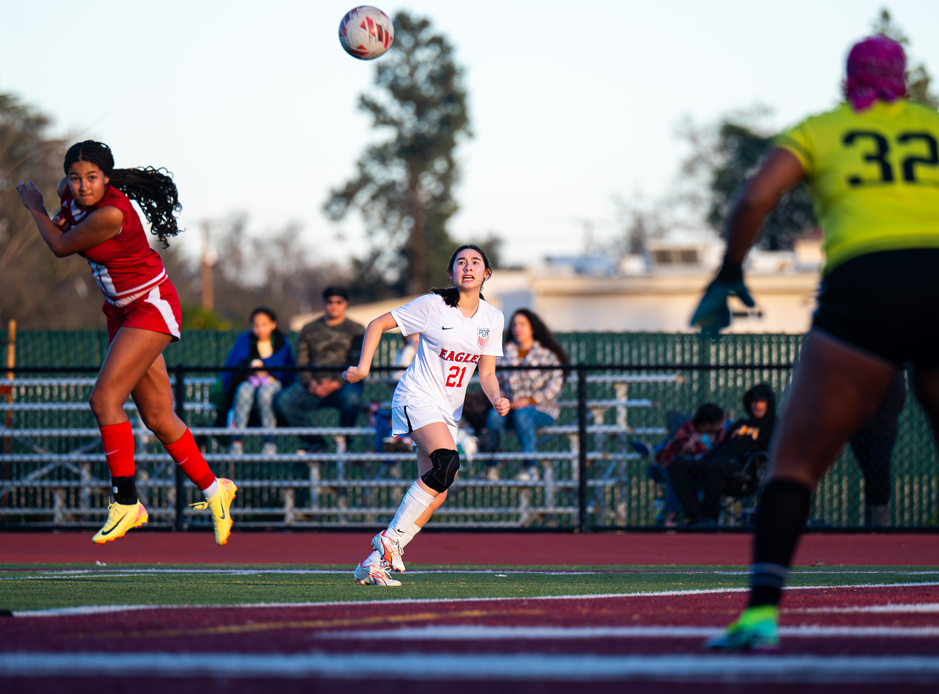 McClatchy girls soccer player takes a shot on goal. Photo by Duv Cardenas in Sacramento, CA
