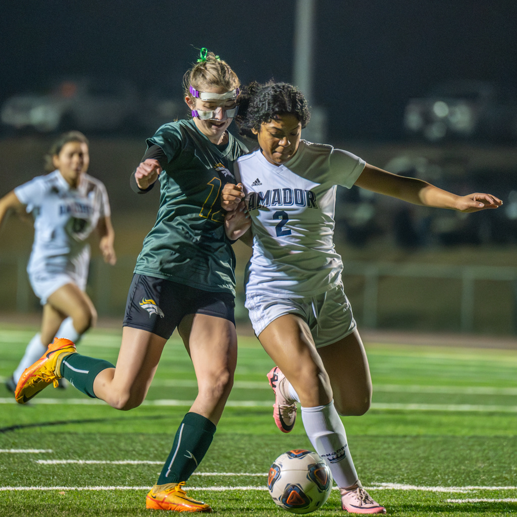 Rivalry girls soccer game between Argonaut and Amador High Schools. Photo by Duv Cardenas in Jackson, CA.