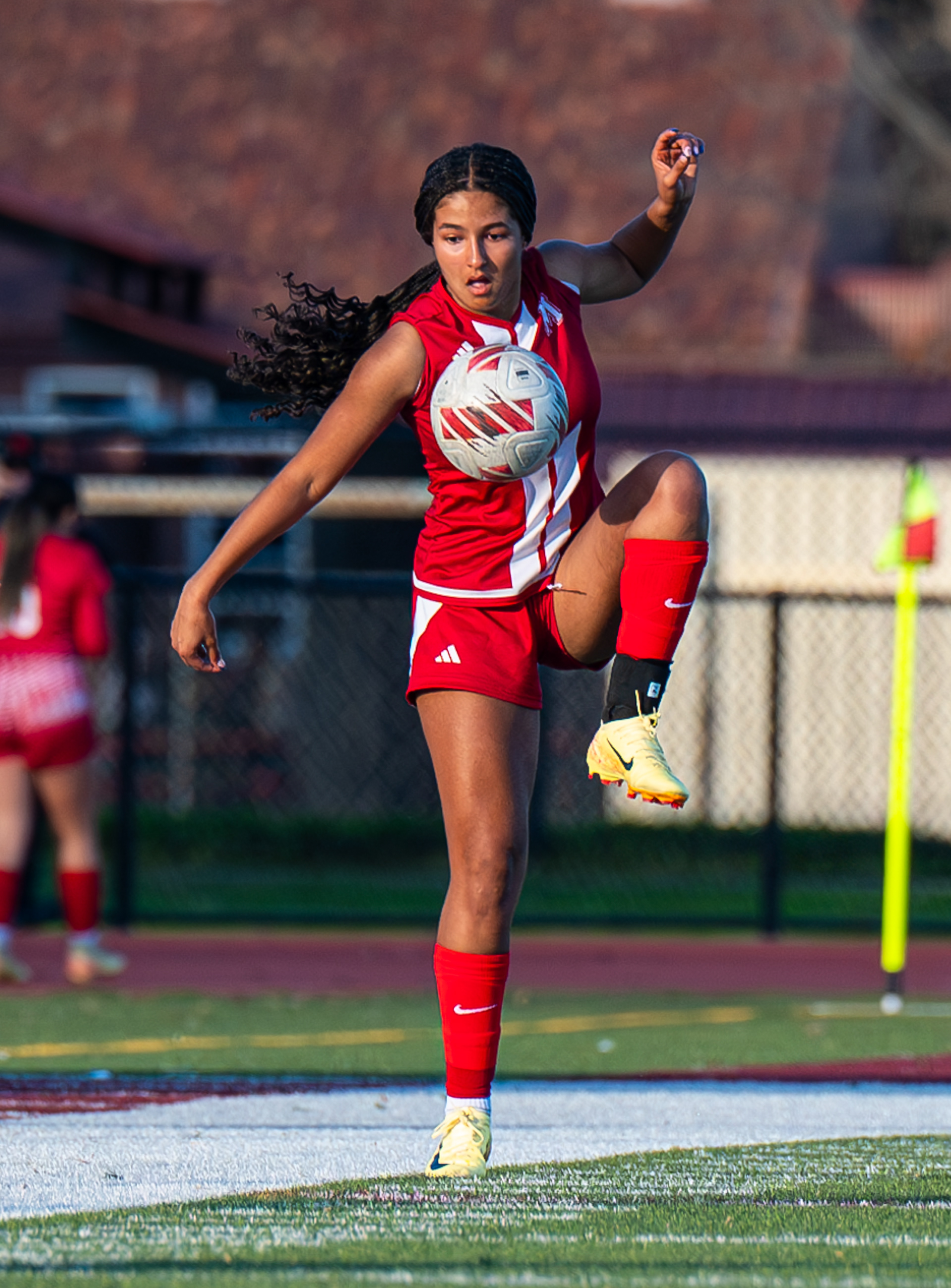 McClatchy girls soccer player controls the ball. Photo by Duv Cardenas in Sacramento, CA