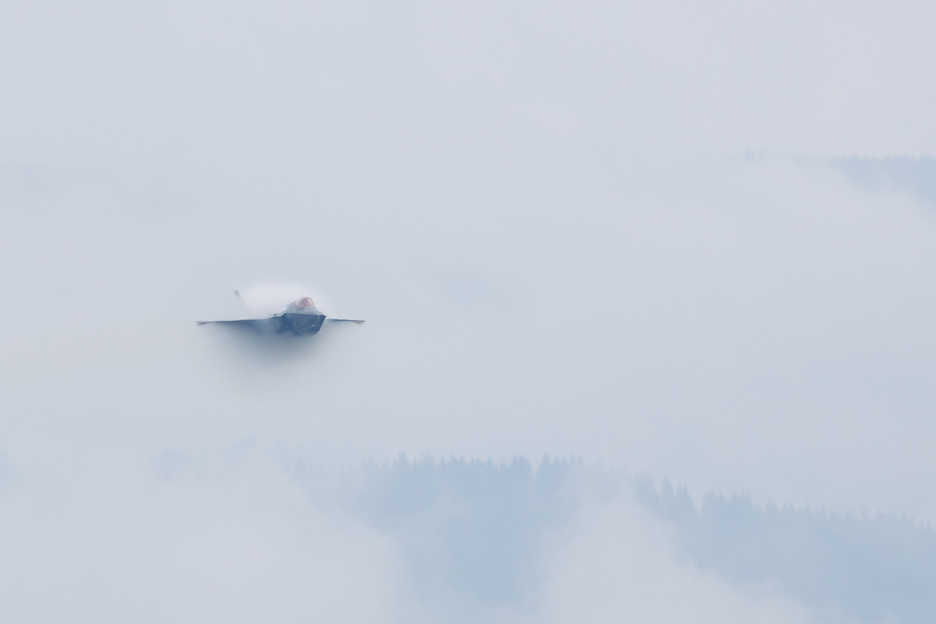 Vermont F35 in clouds of vortex during Airpower 24 at Zeltweg