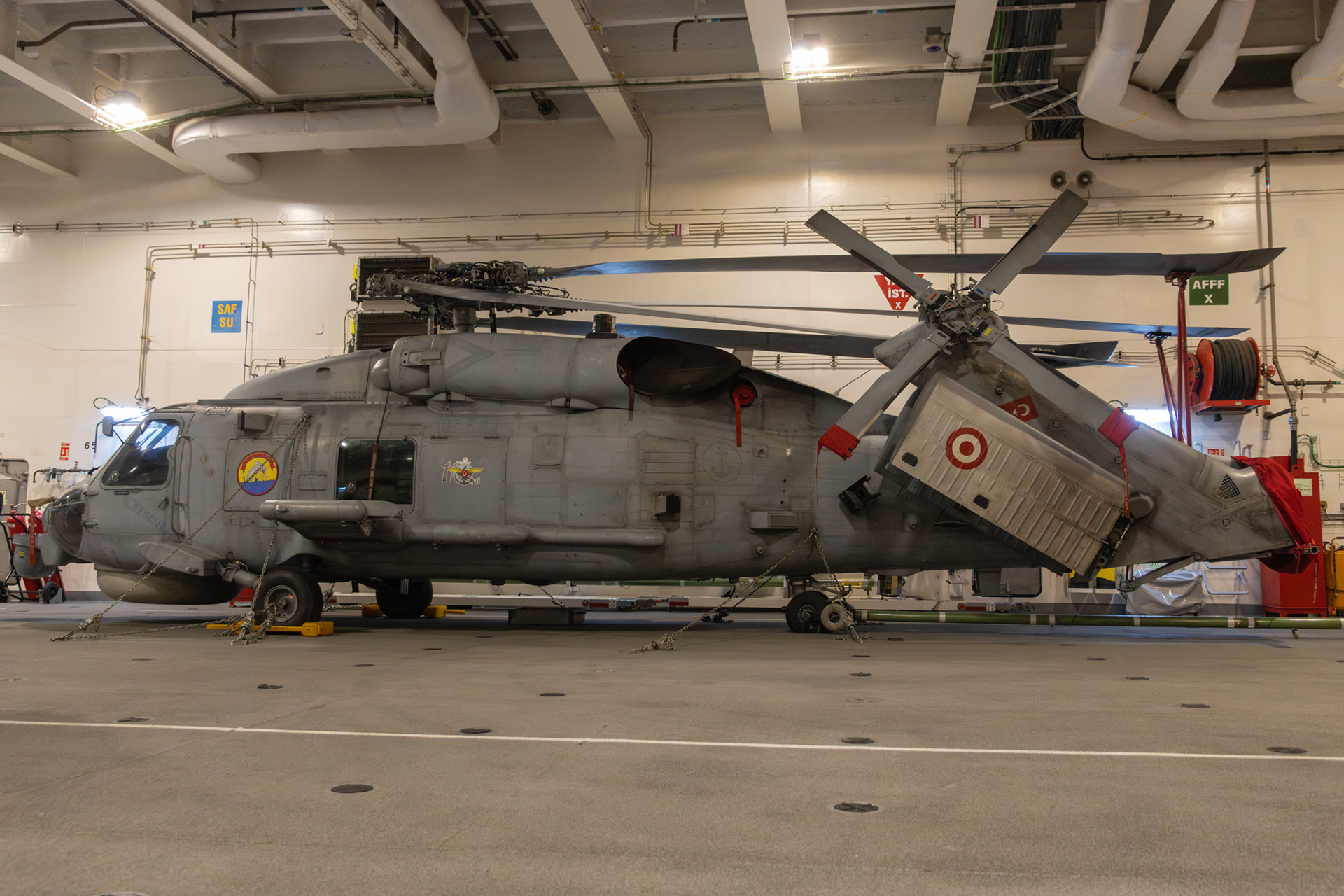 Sea Hawk helicopter in the TCG Anadolu