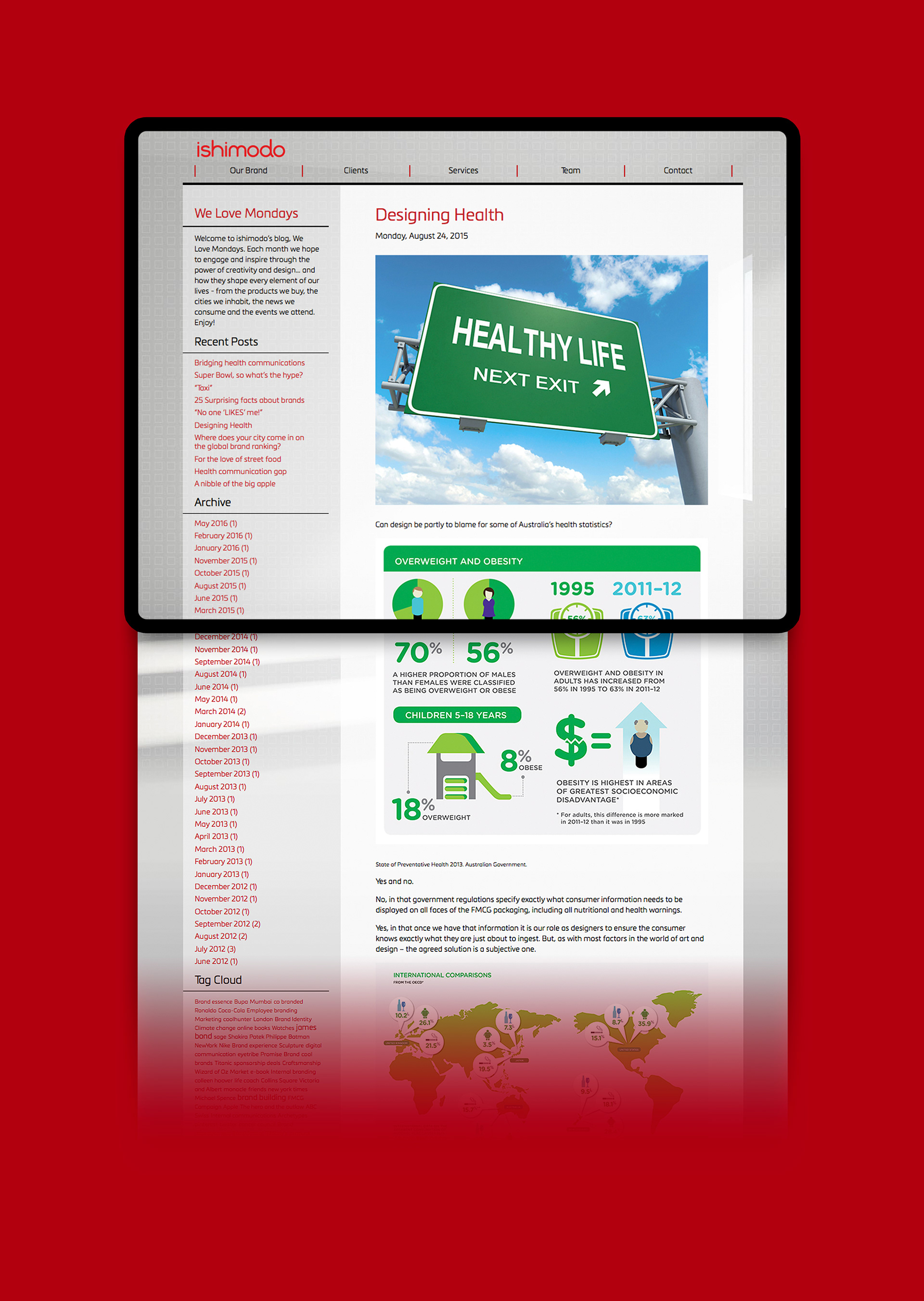 Blog page with structured posts and archive navigation.