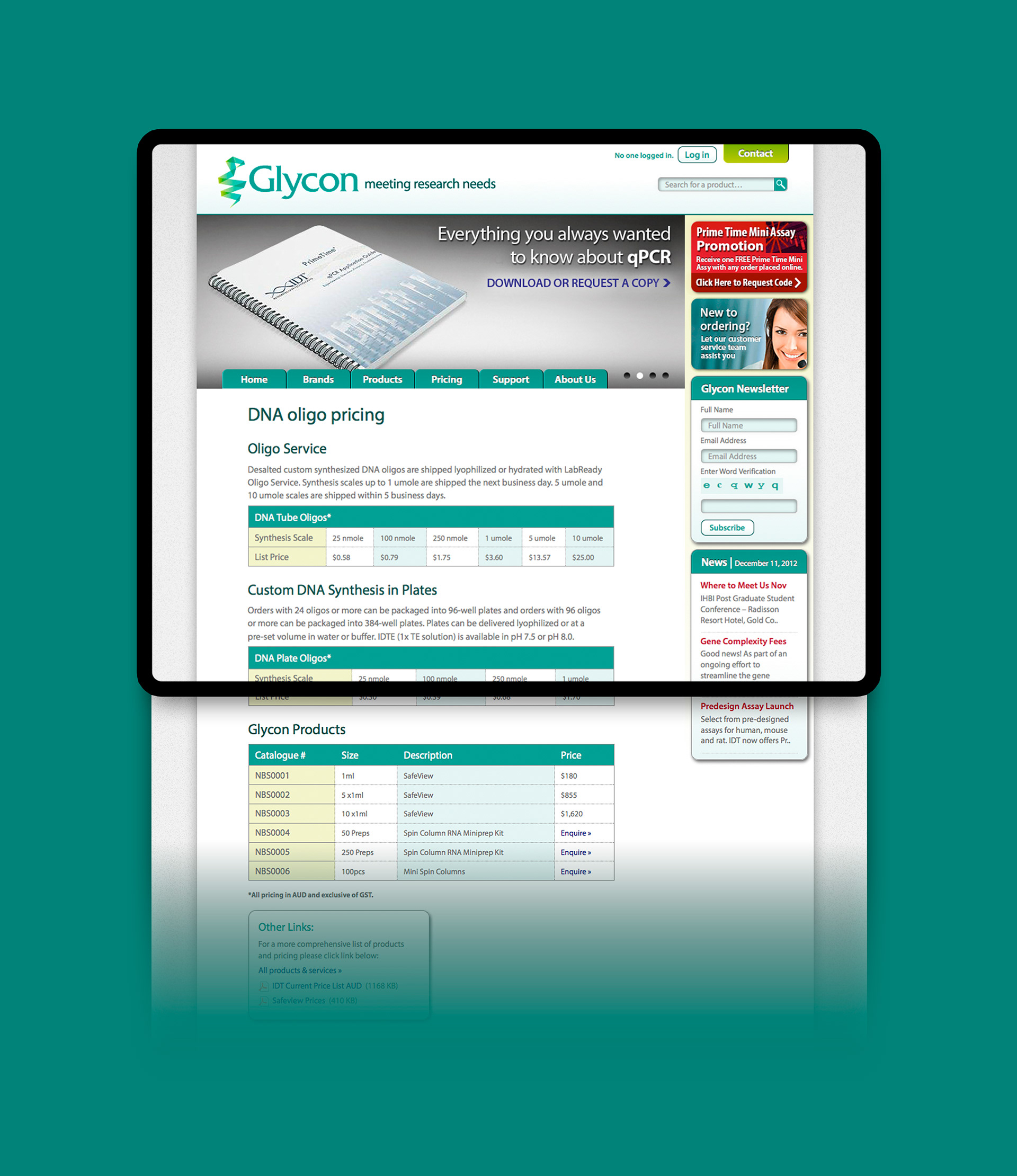 Pricing table showing structured product data and pricing tiers.