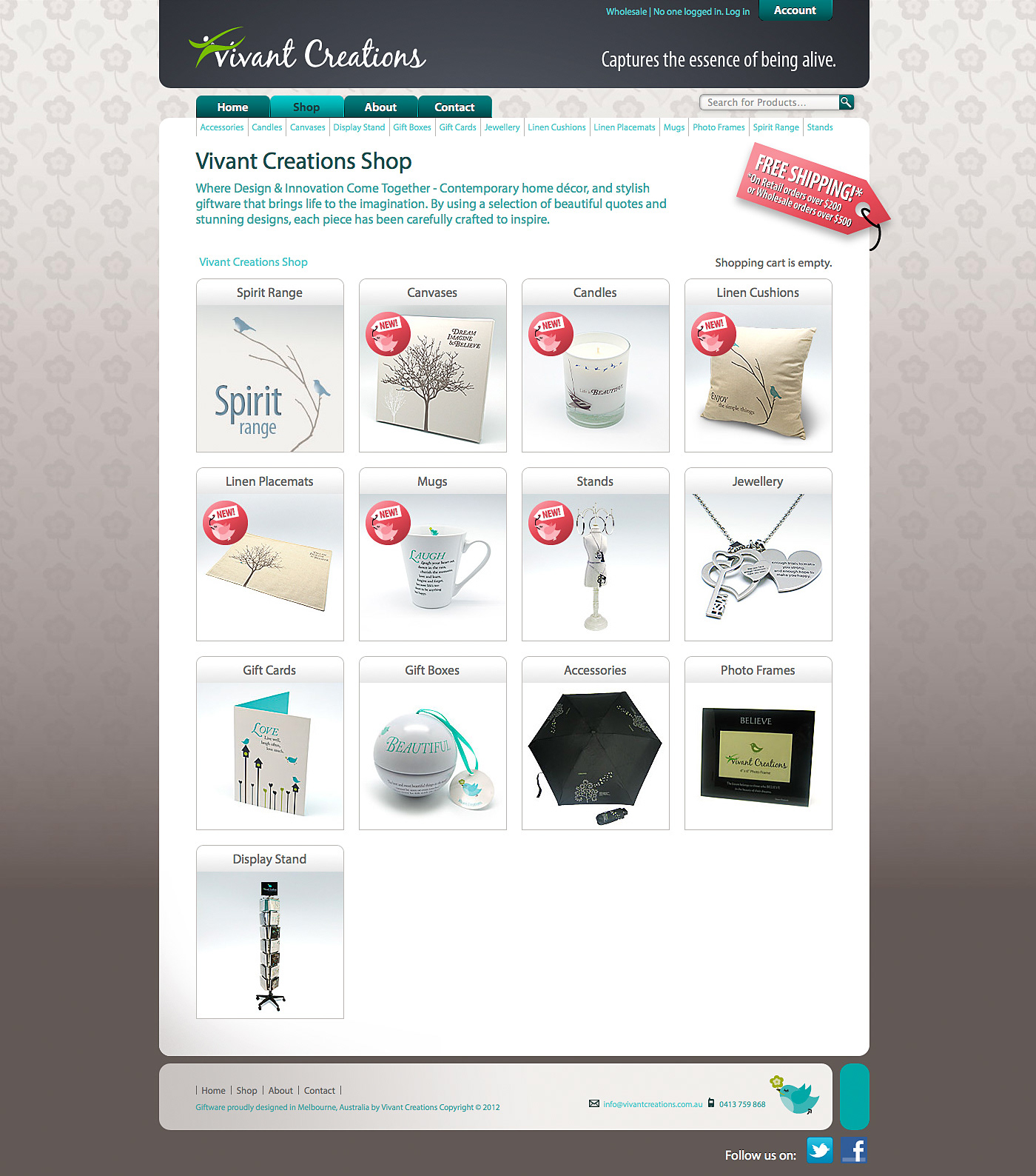 Product catalogue grid showing multiple items and categories.