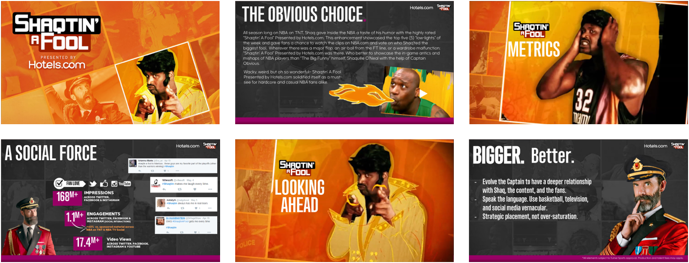 Hotels.com: Shaqtin' a Fool sponsorship pitch presentation design and production