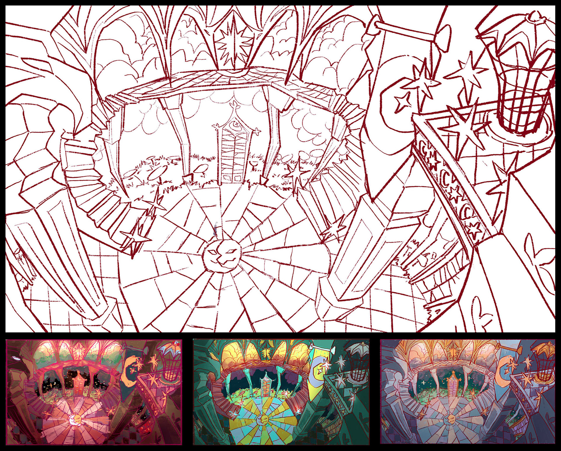 Beggar Prince: Royal Castle (interior) - Sketch e Colour keys
