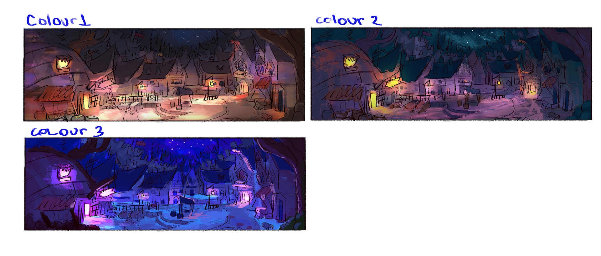 Colour keys for the town night