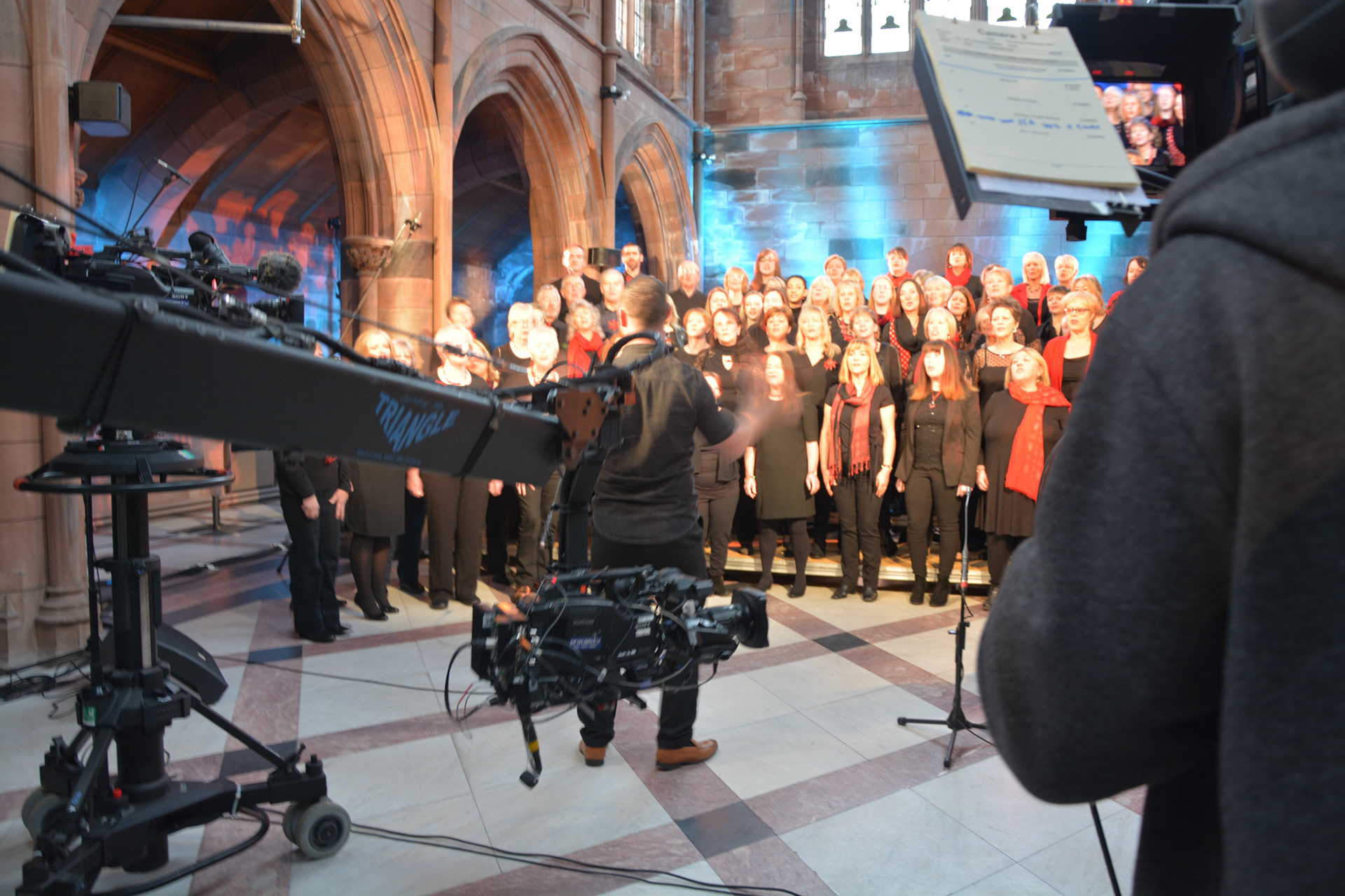 Filming BBC Watchnight Service 2017, Crichton Church