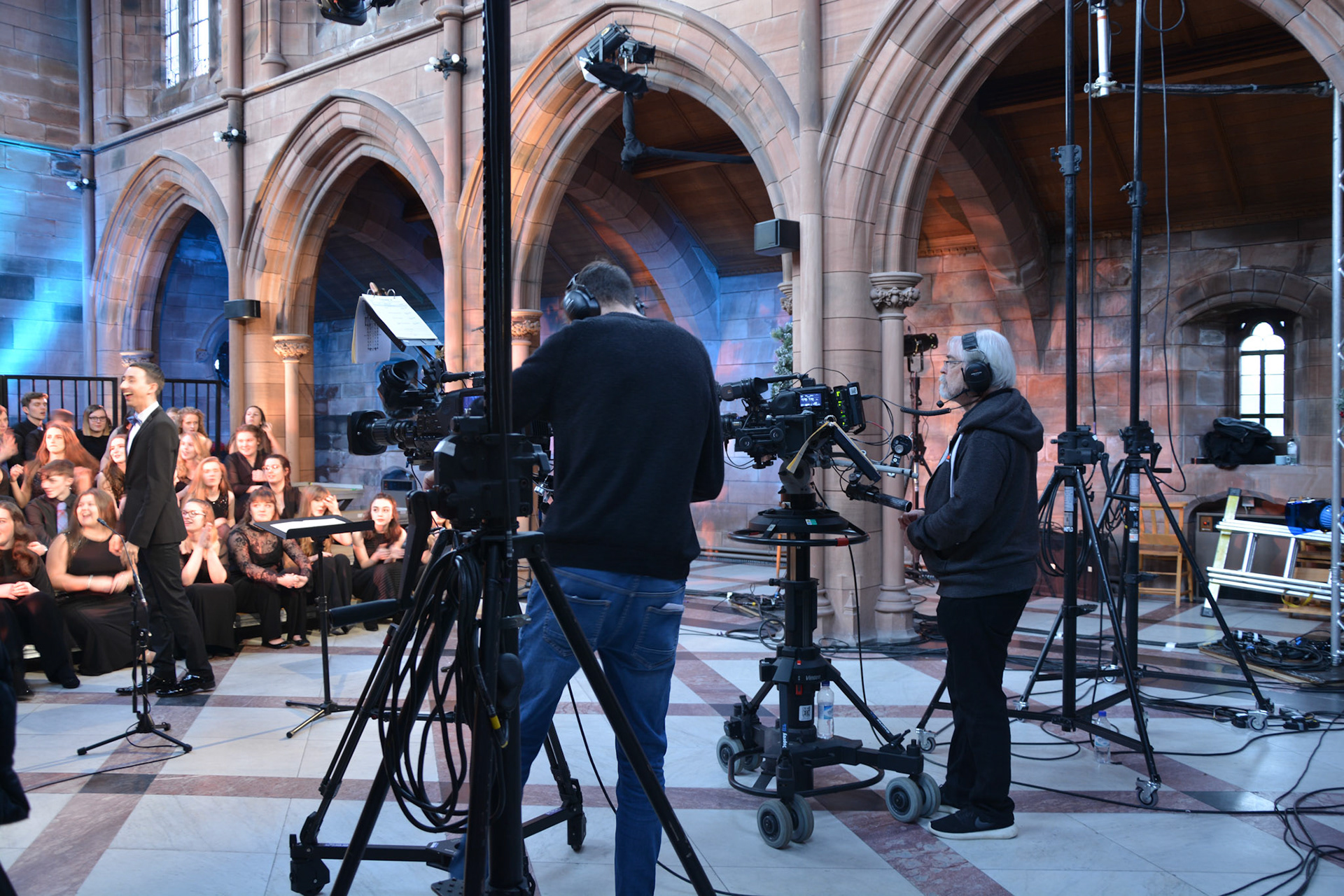 Filming BBC Watchnight Service 2017, Crichton Church