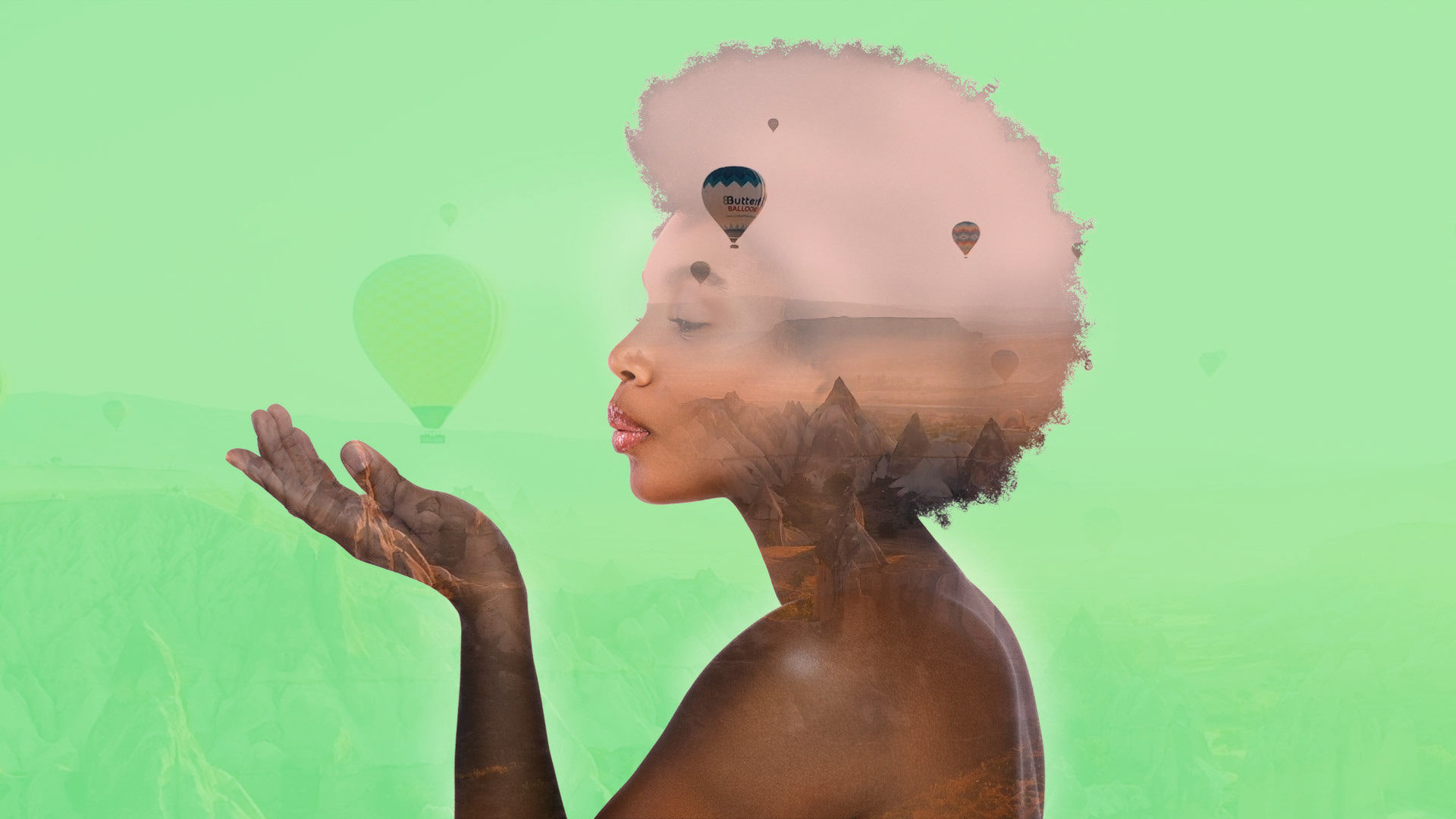 Double Exposure - Green Background