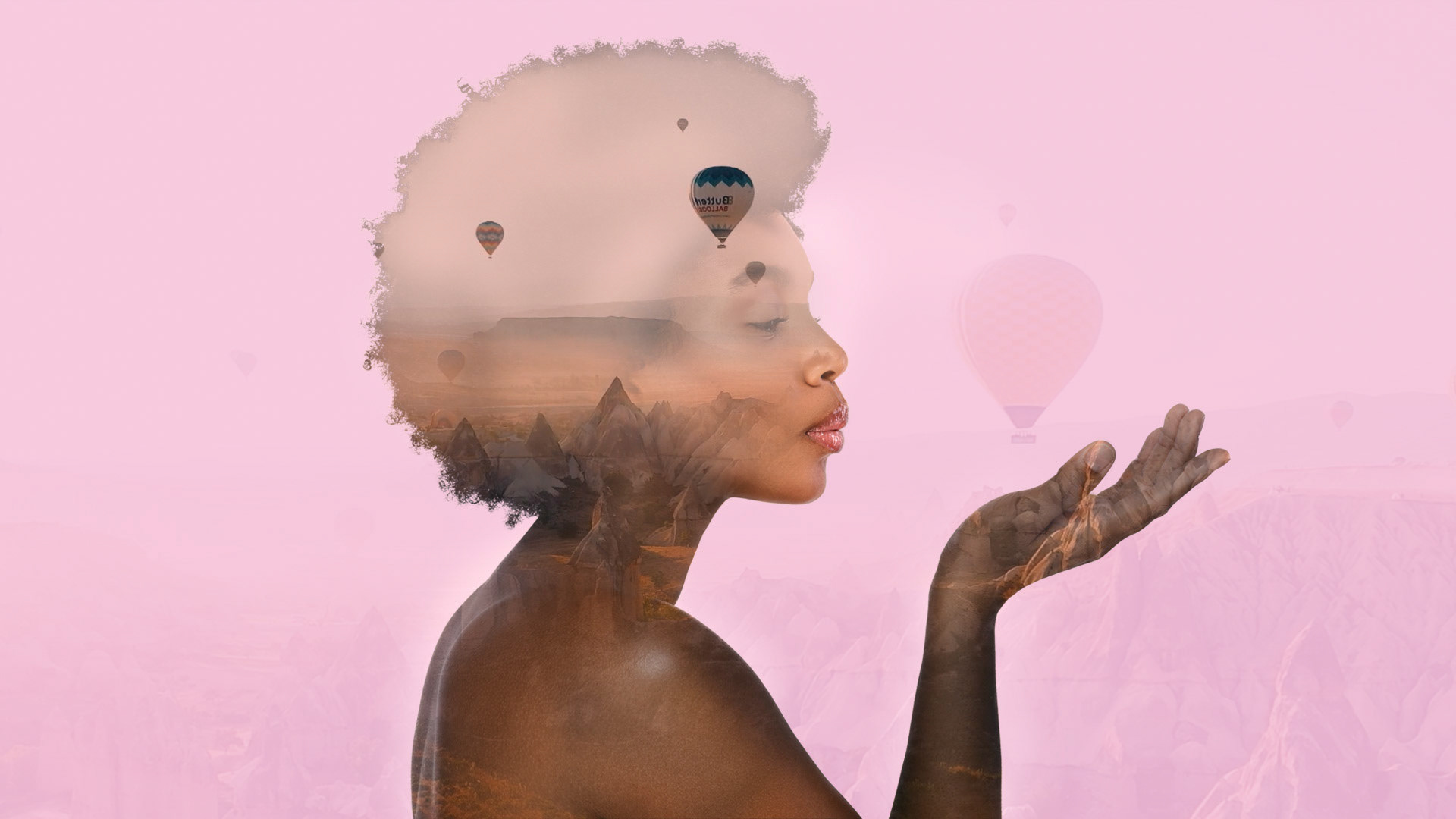 Double Exposure - Pink Background