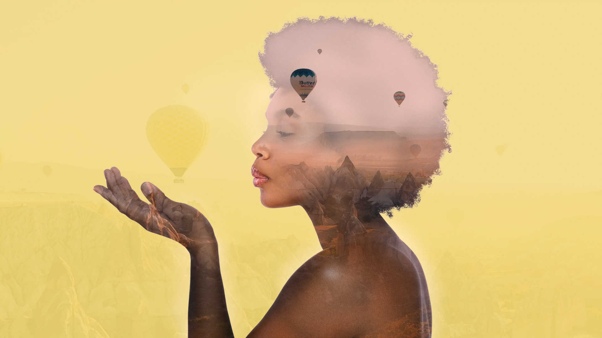 Double Exposure - Yellow Background
