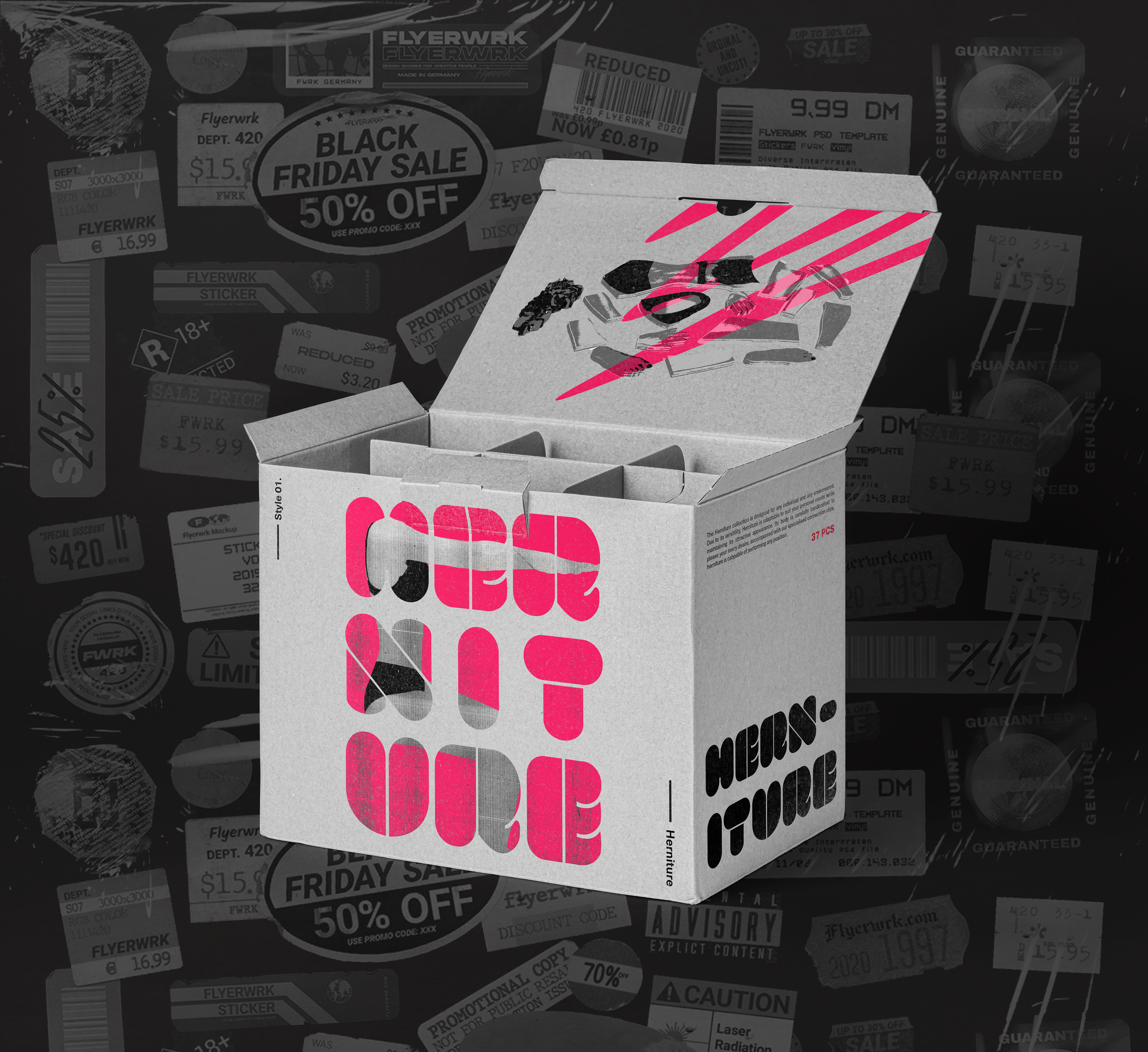 'Herniture' packaging