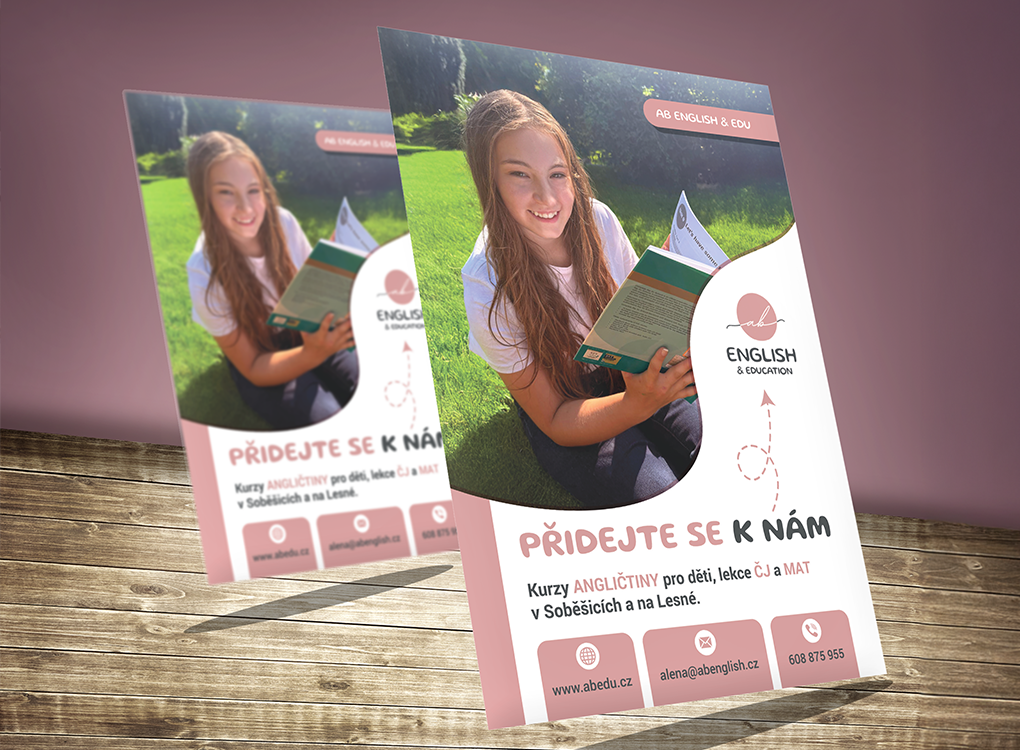 letáček na akci pro klientku ABENGLISH