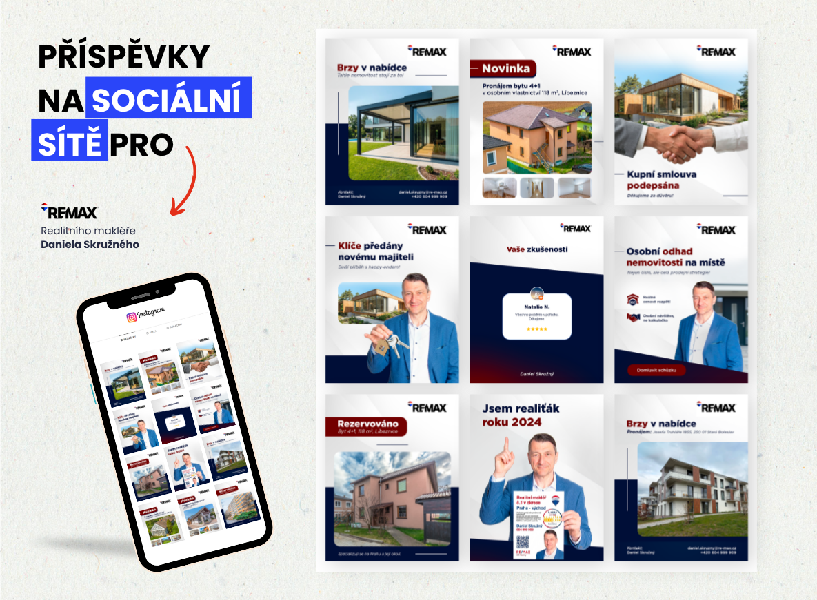 Příspěvky na sociální sítě pro realitního makléře Daniela Skružného - REMAX