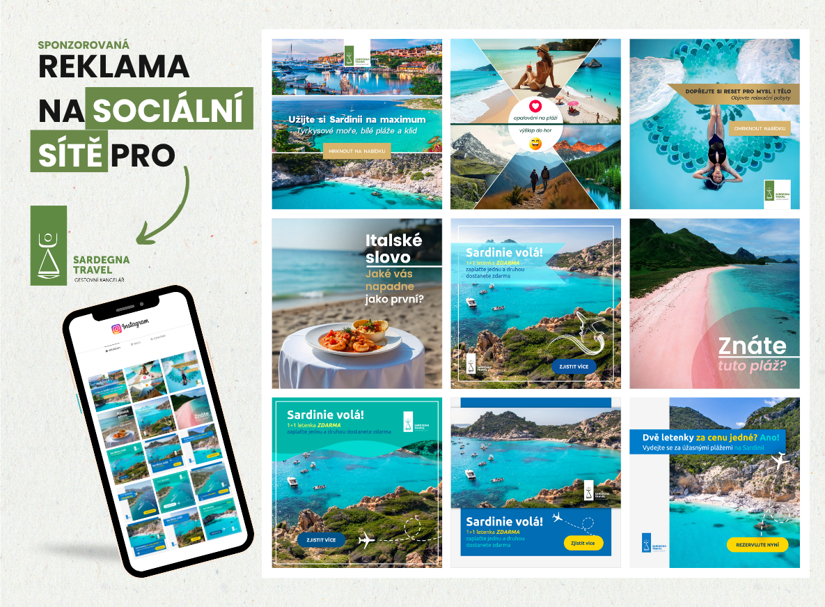 sponzorovaná reklama na sociální sítě pro SARDEGNA TRAVEL