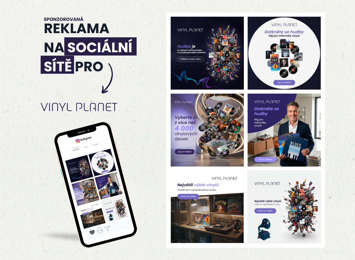 Sponzorovaná reklama na sociální sítě pro VINYL PLANET