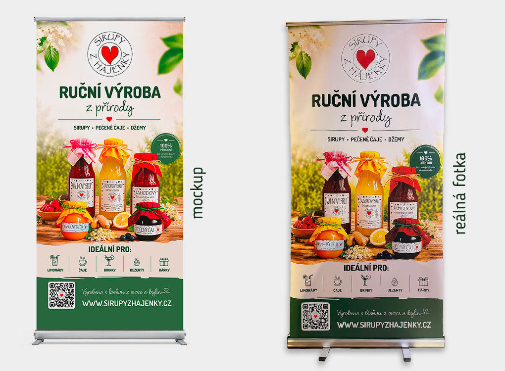 Roll up pro Sirupy z hájenky na politickou akci v Bruselu (ochutnávka sirupů)