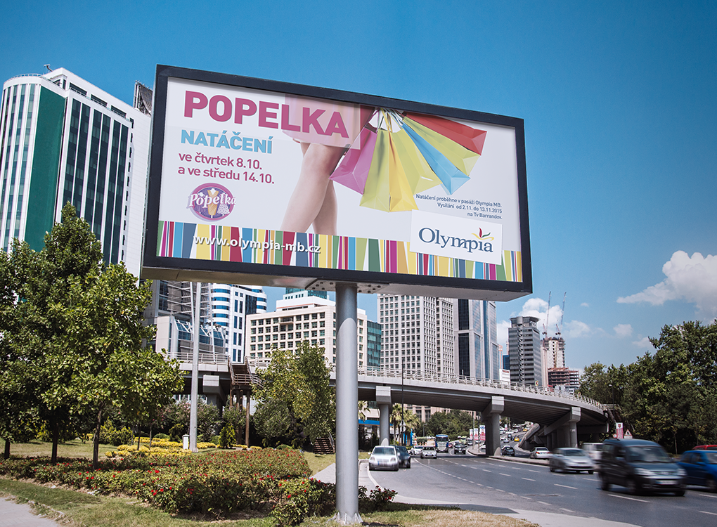 Billboard na natáčení popelky v Olympii