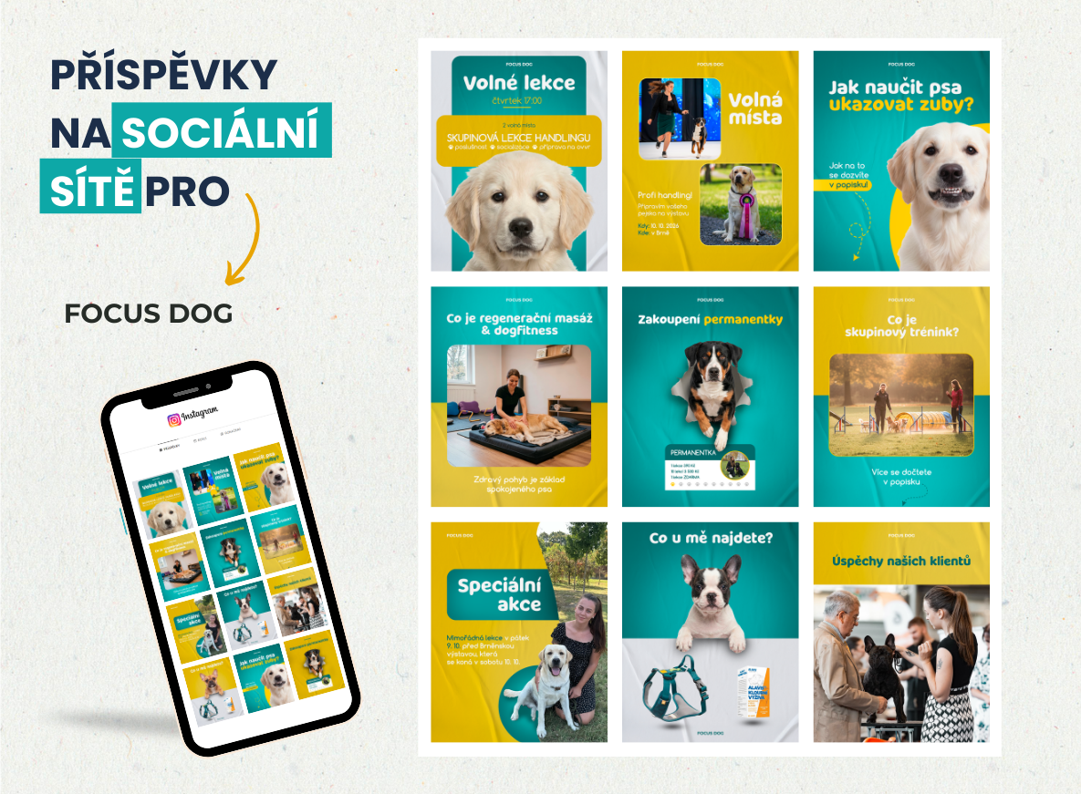 Příspěvky na sociální sítě pro FocusDog