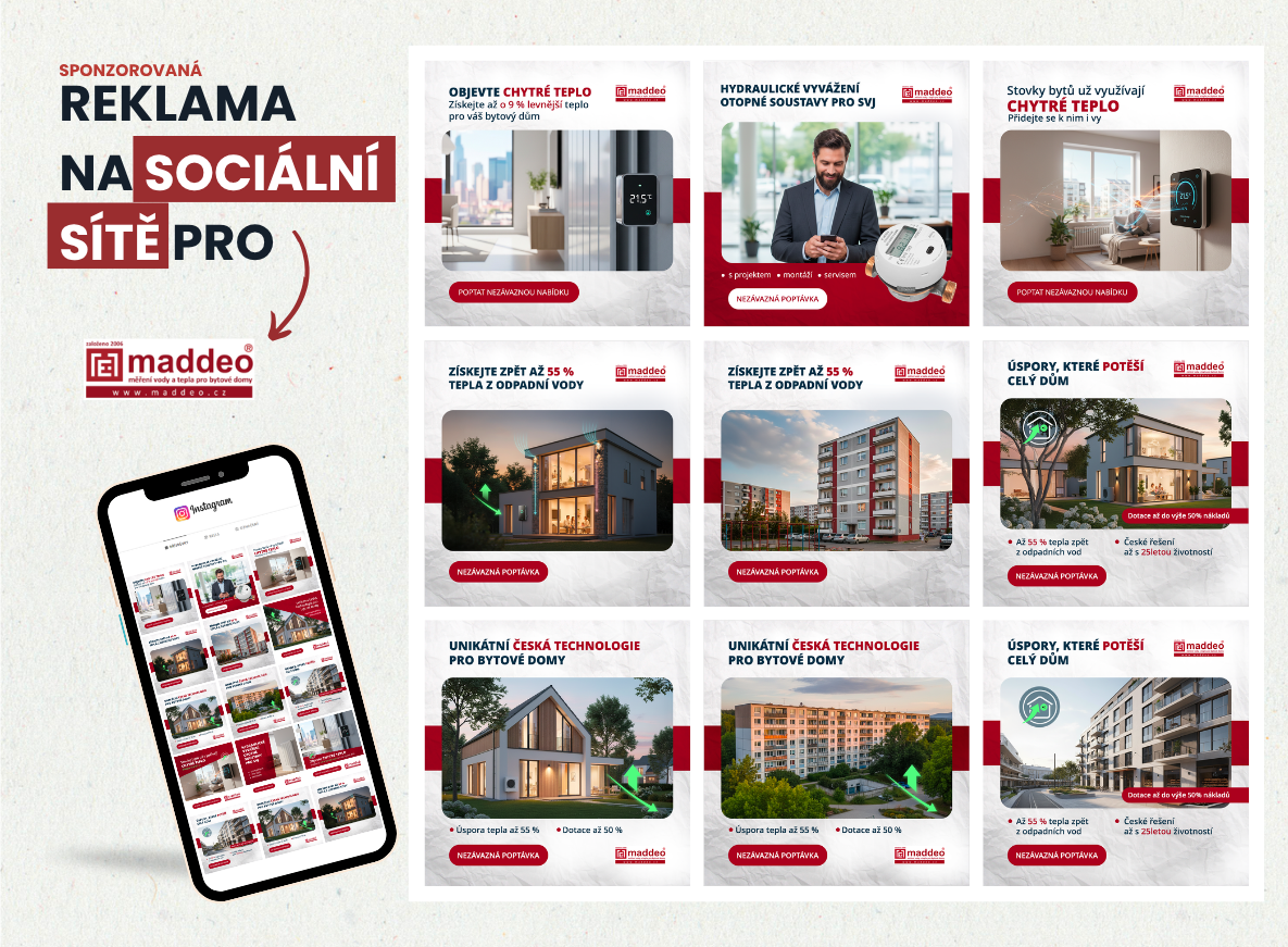 Sada bannerů pro sponzorovanou reklamu na sociální sítě pro maddeo