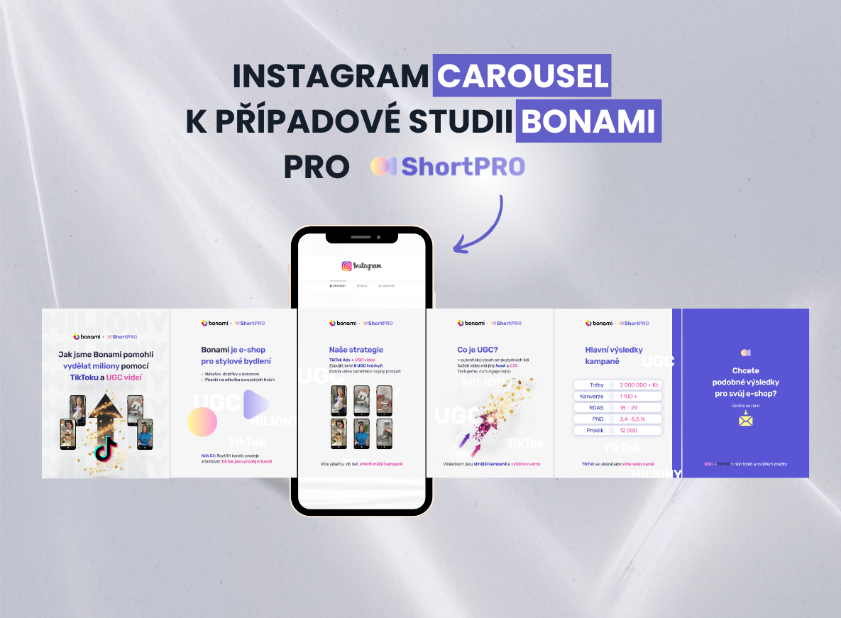 Instagram carousel k případové studii Bonami pro ShortPRO