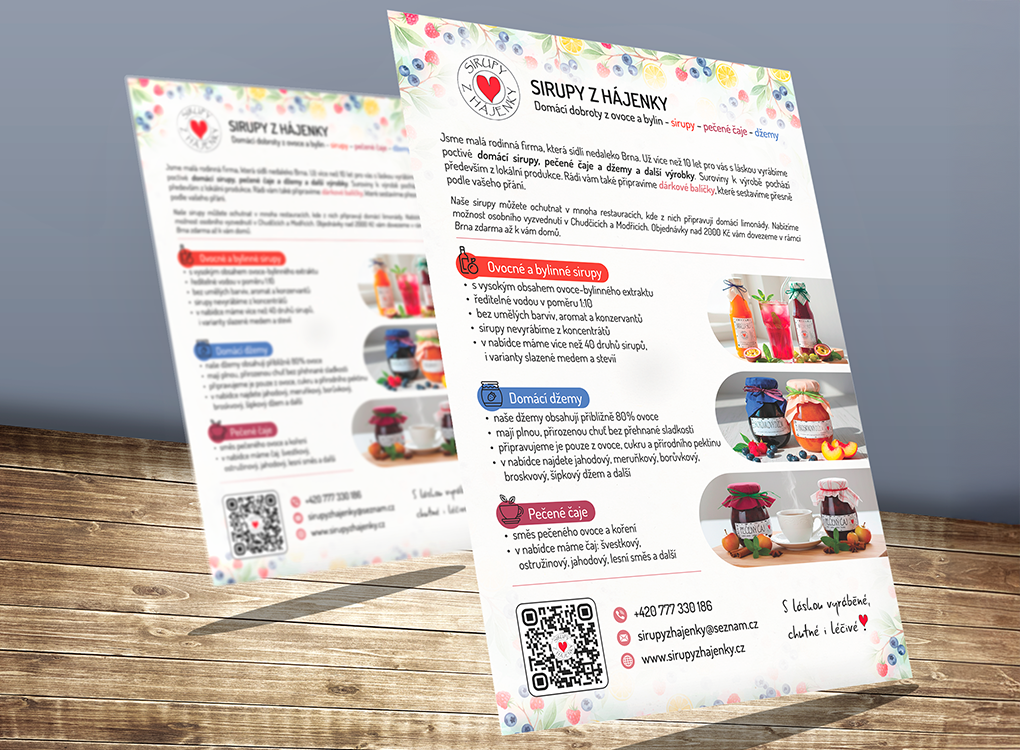 letáček pro Sirupy z hájenky