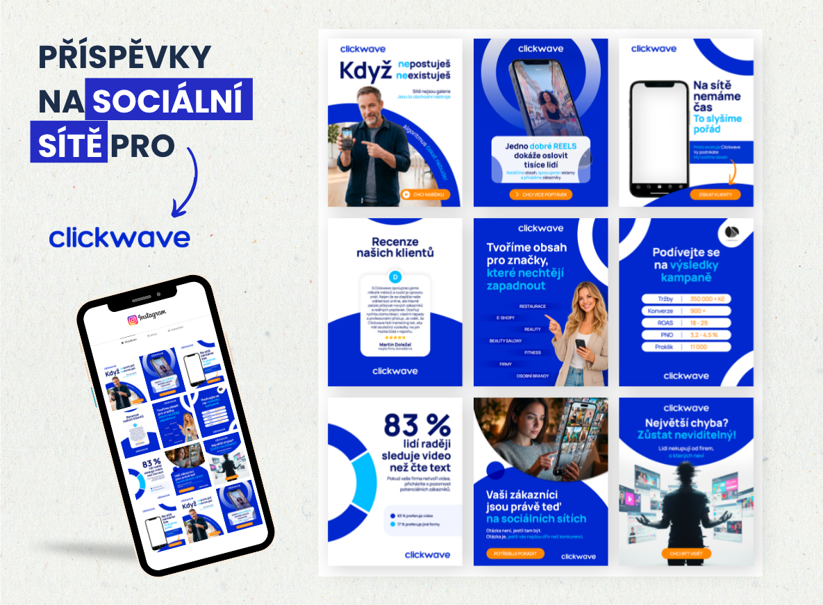 Příspěvky na sociální sítě pro clickwave