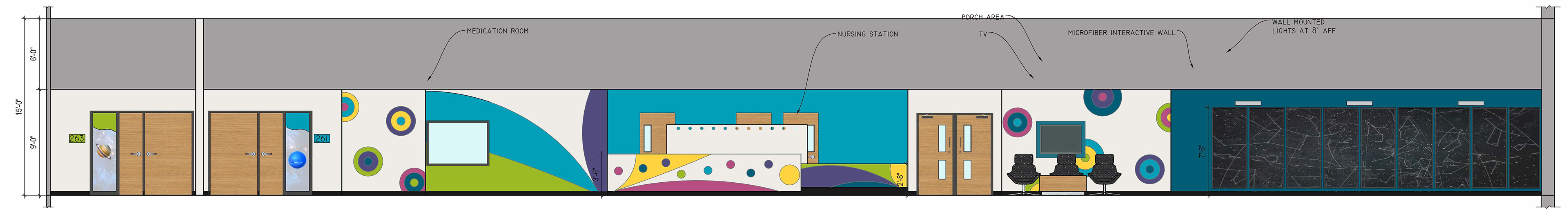 Elevation of Nursing Station and Meditation Room