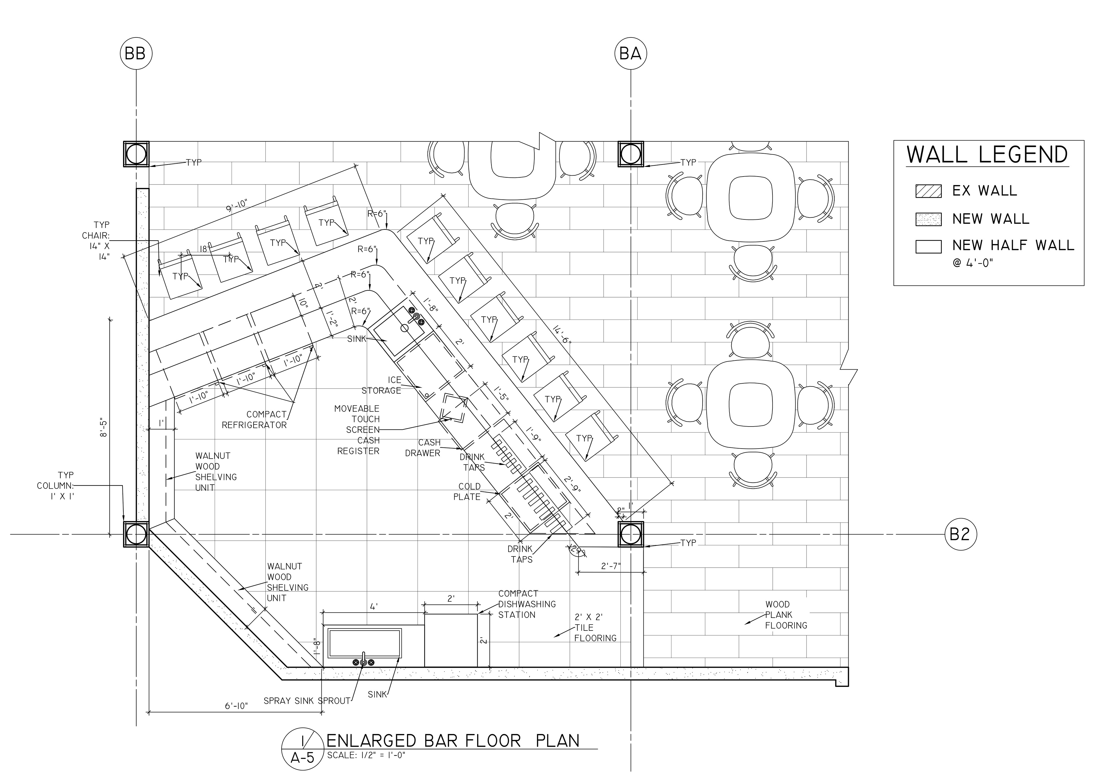 Enlarged Floor Plan of the Bar