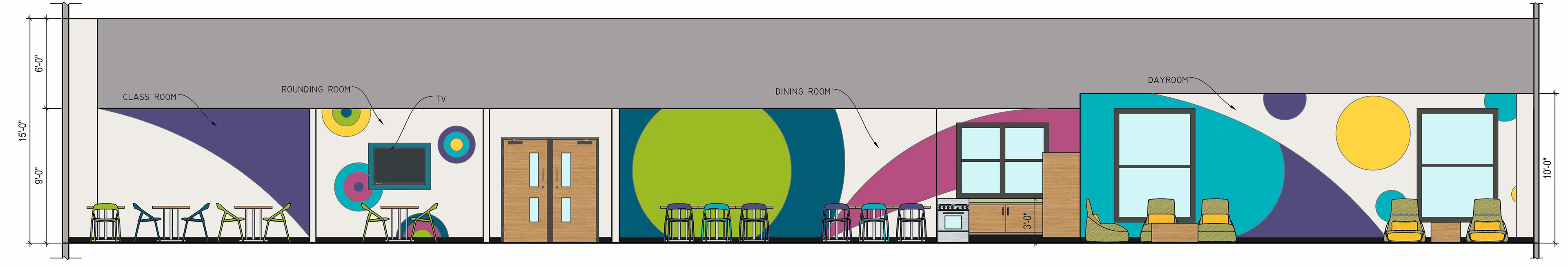 Elevation of Dayroom and Conference Room