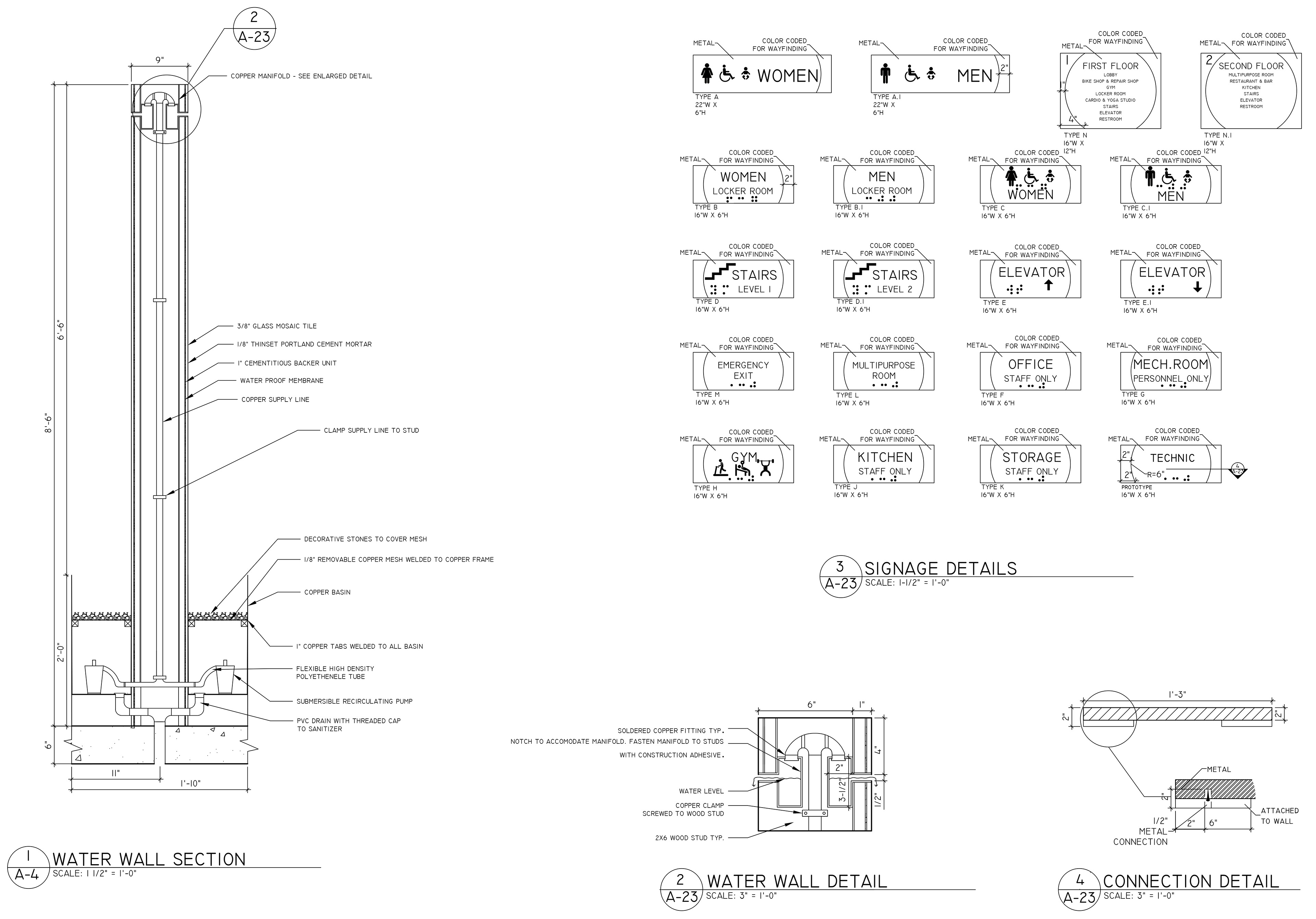 Section Cuts of Details and Signage