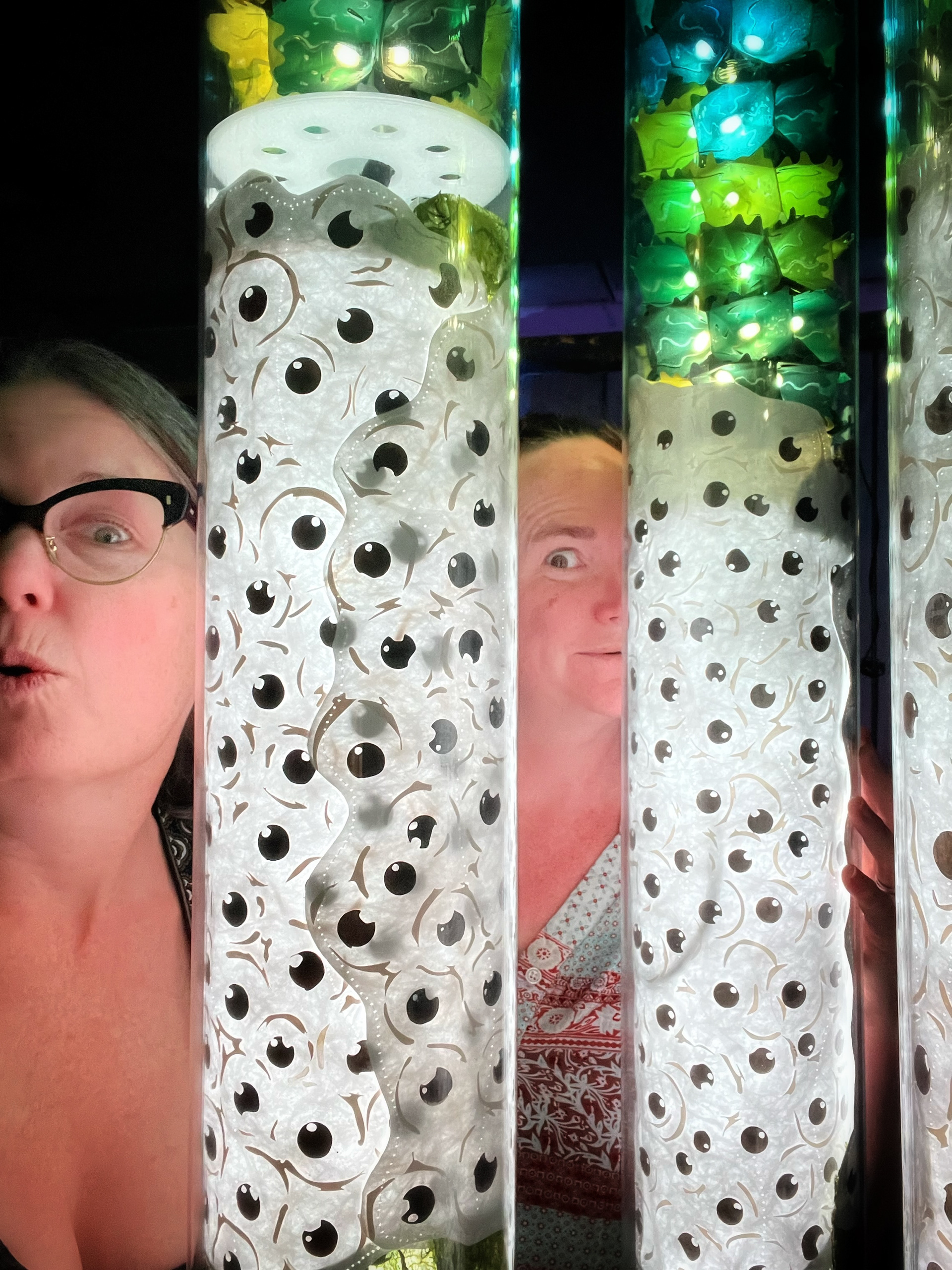 The artists in their shop at first illumination.