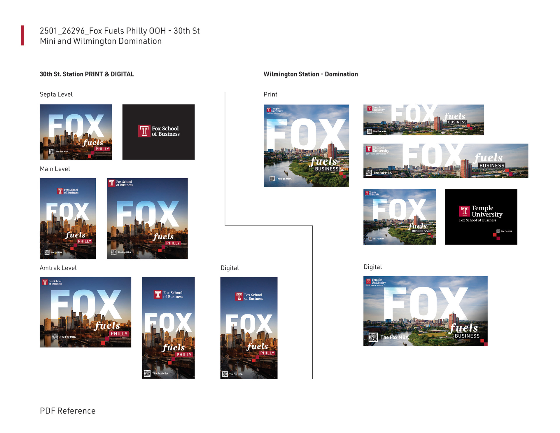 OOH (NY Penn, NJ Transit, 30th St Station, Wilmington, and Union Station) Fox Fuels Business Creative, Reference PDF for Ad Agency