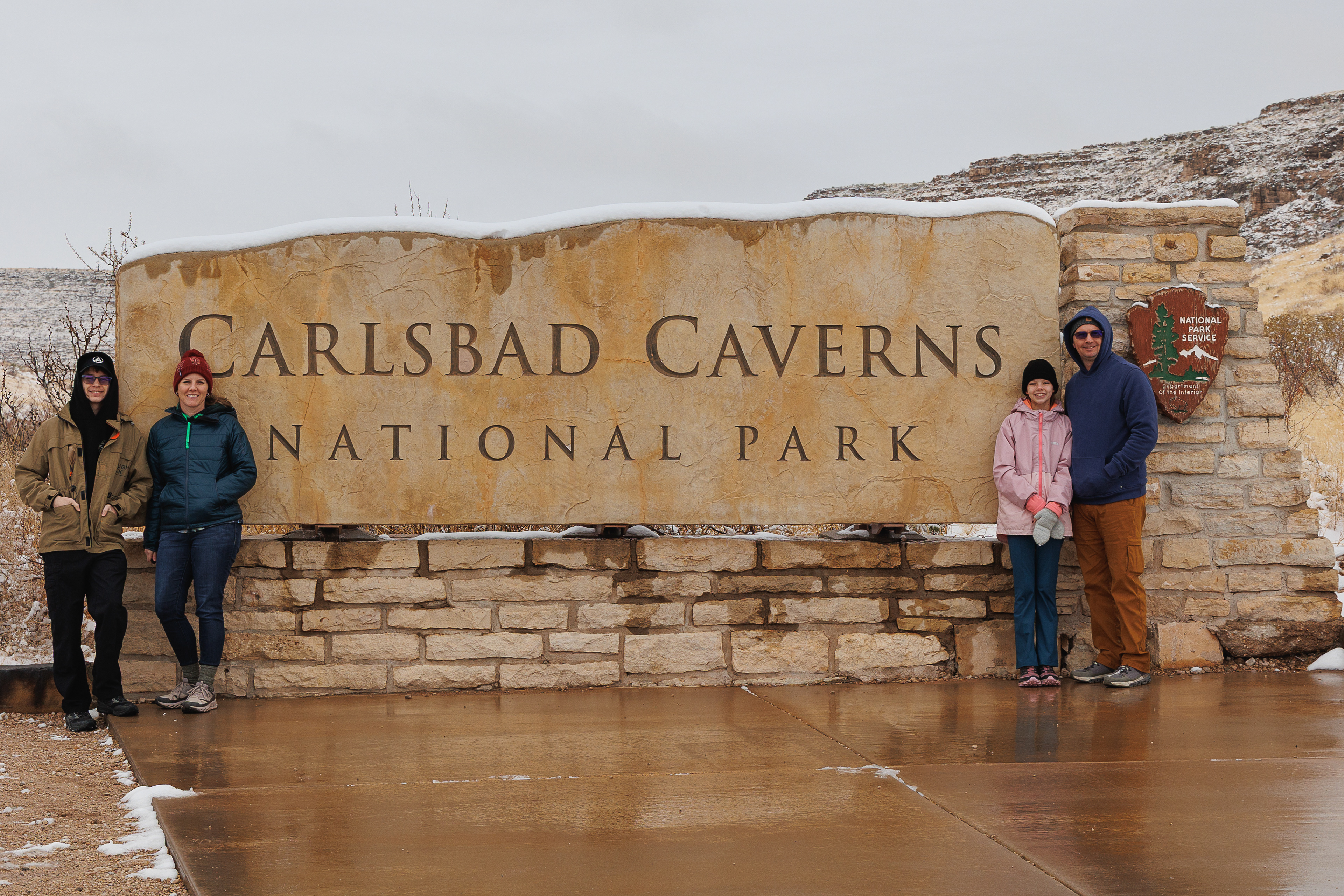Our coldest and only snowy day- thankfully spent in the caverns