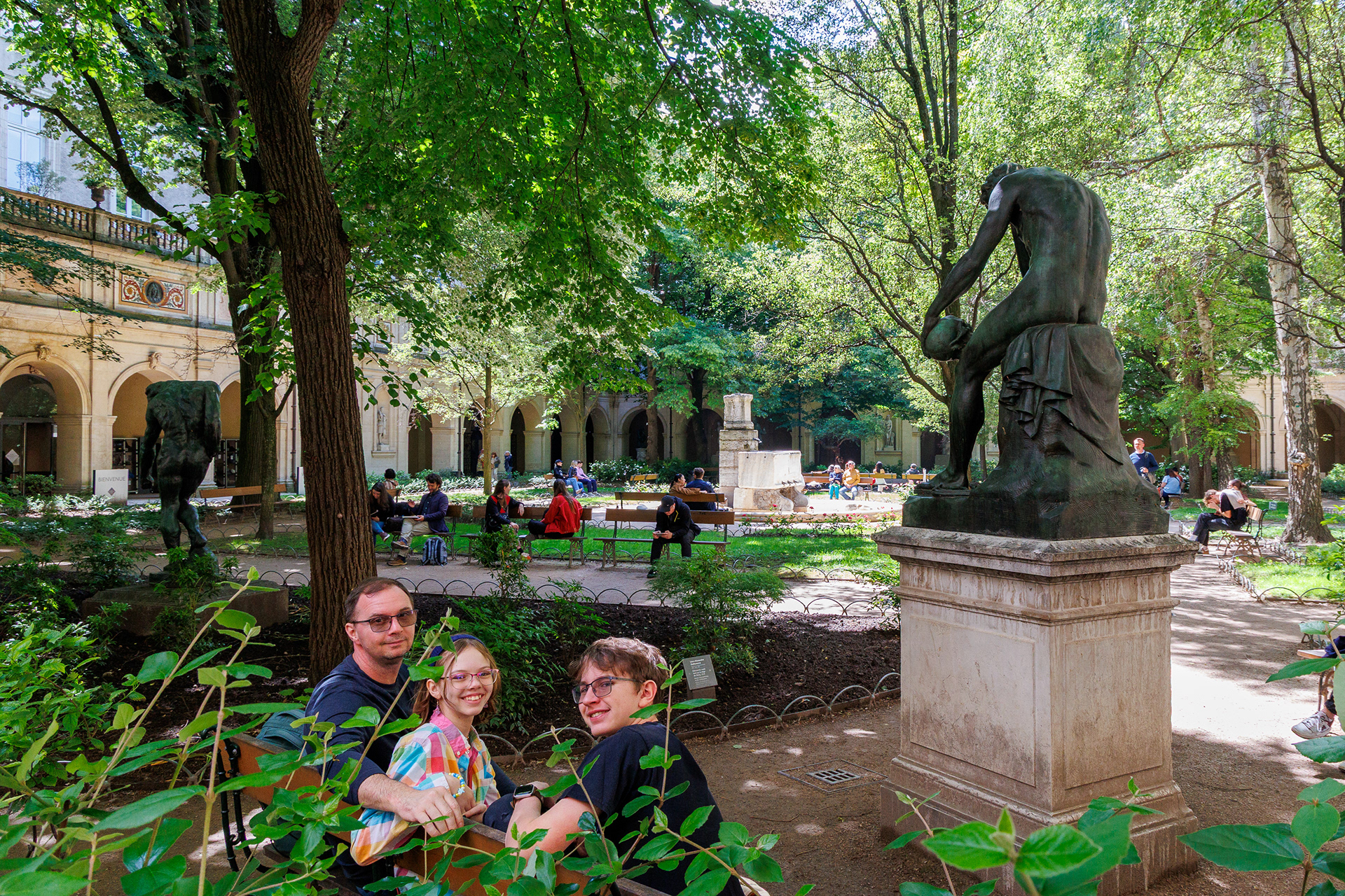 Cooling off in the shade of the Art Museum garden