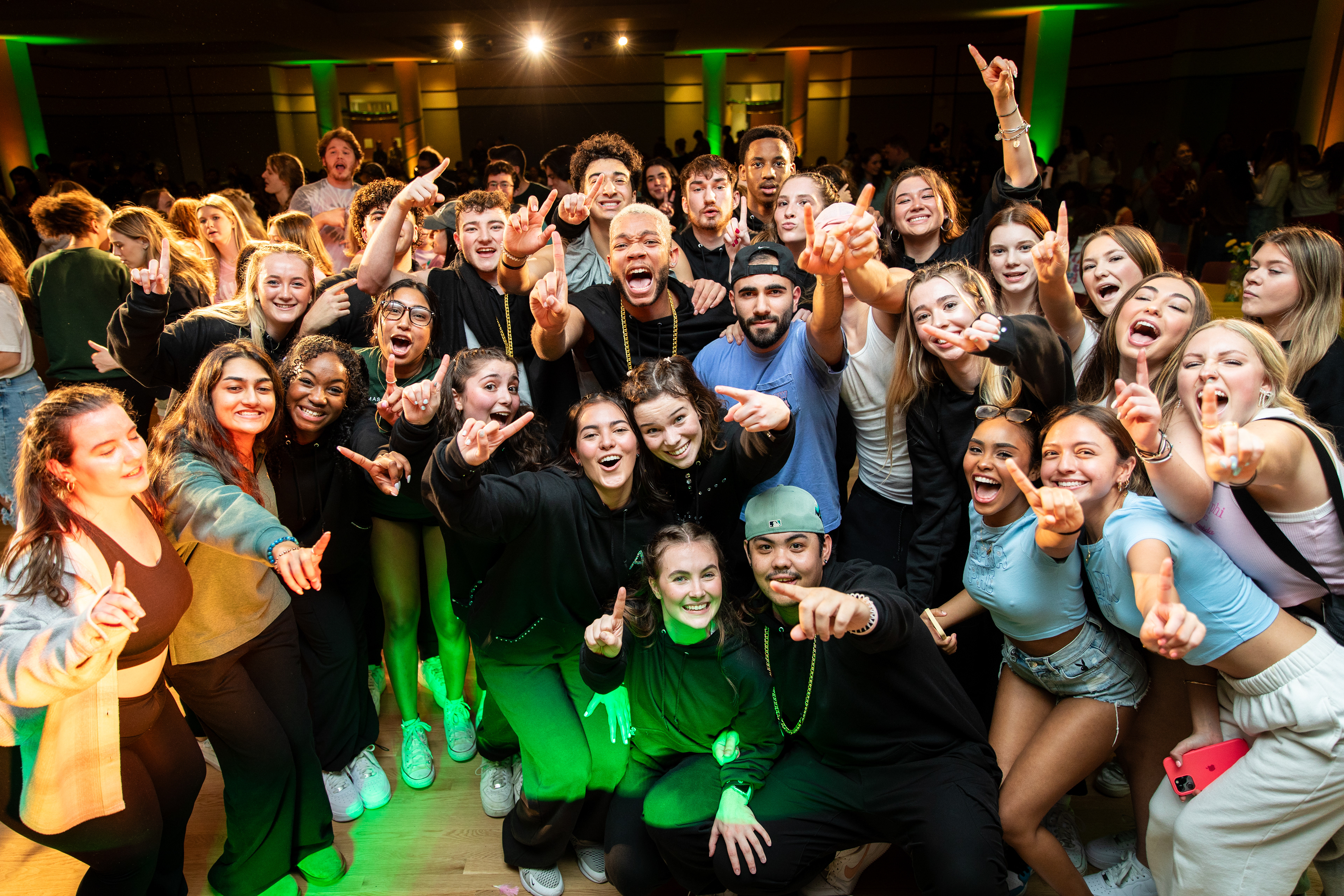 A fraternity-sorority combo after winning the Homecoming Tipoff party competition