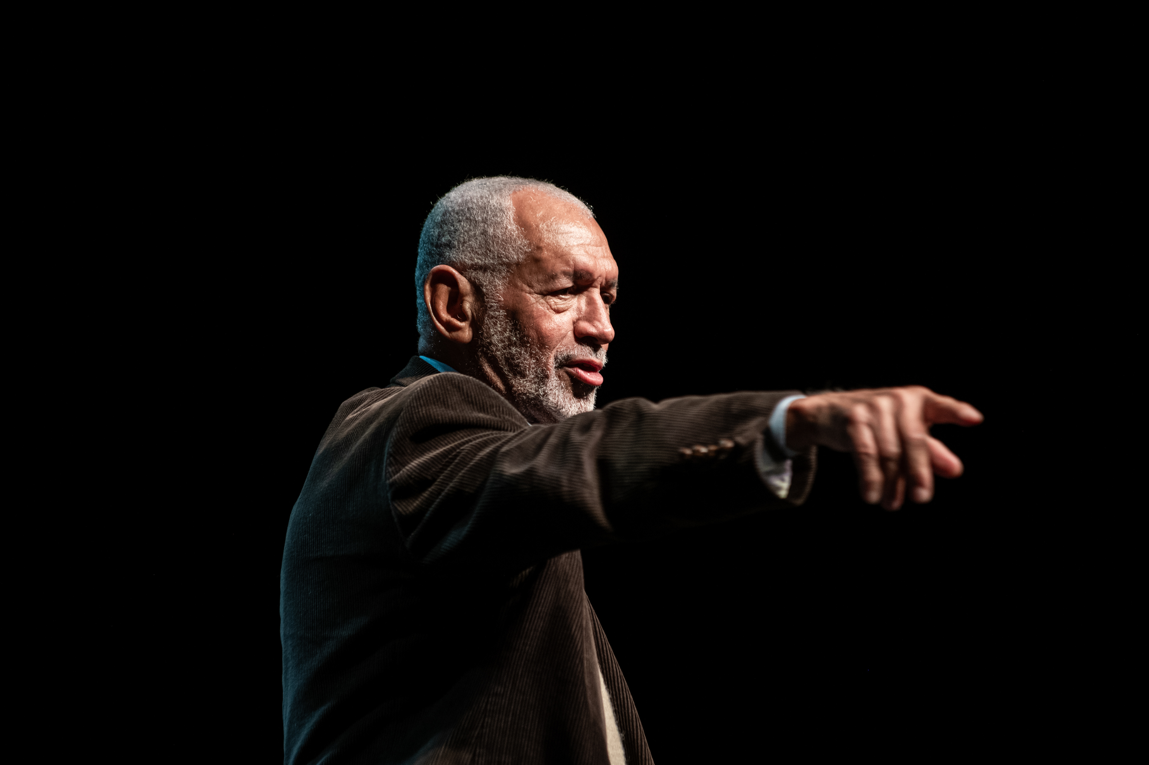 Former Administrator of NASA and retired Marine Corps general Charles Bolden presenting at George Mason University