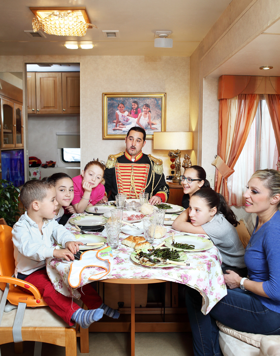 Sunday December 13, 2015 Milan. Lunch on a family of circus performers's caravan.