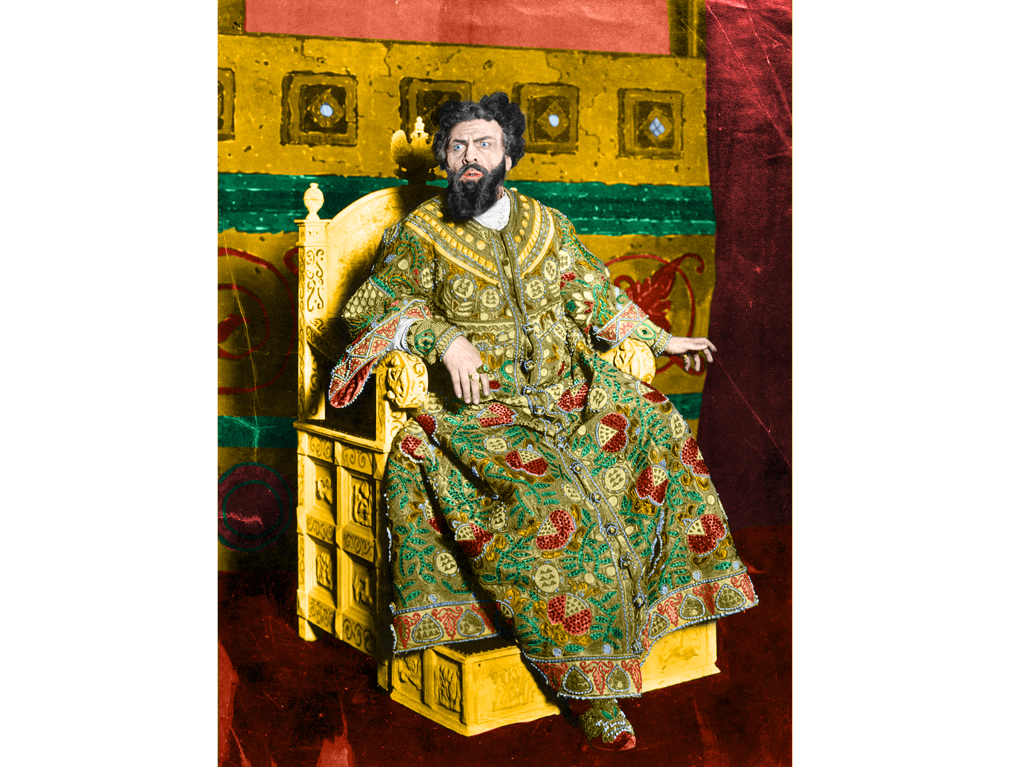 Russian operatic basso Feodor Chaliapin as the title role of Modest Mussorgsky's Boris Godunov; Digitally Colored on Adobe Photoshop