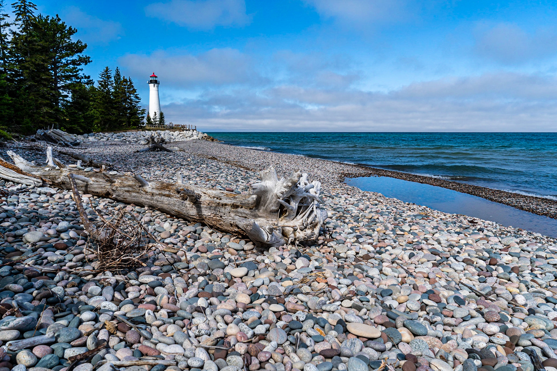 Crisp Point Light on the shore of Lake Superior