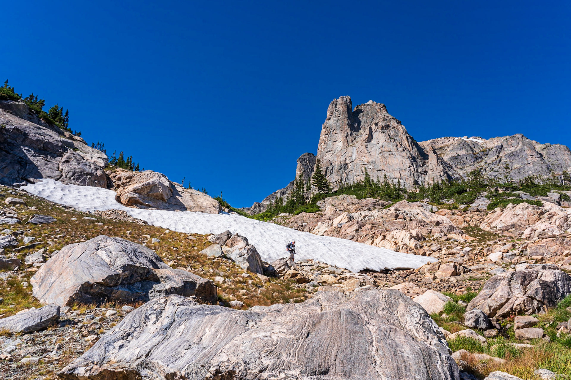 Ice fields of Tyndall Glacier under Hallett Peak - Rocky Mountain National Park