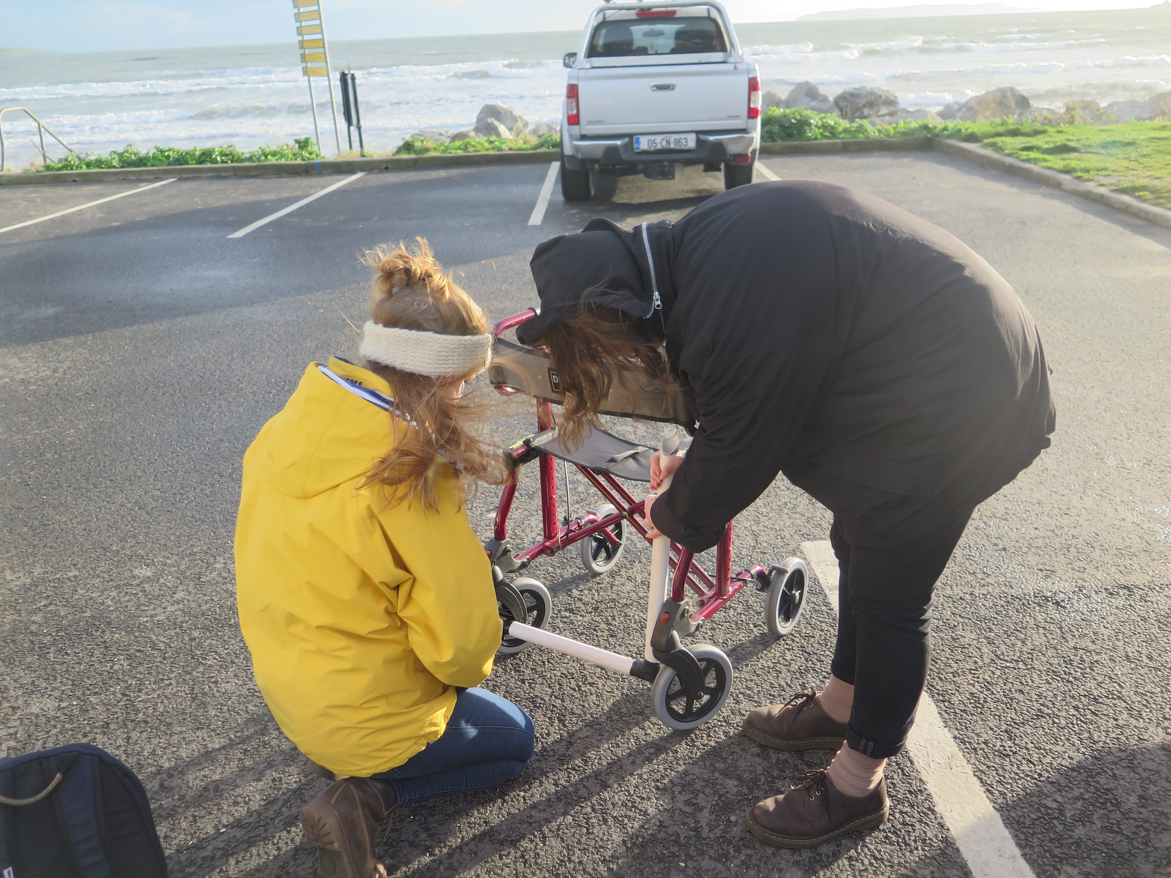 Imke and I fitting on the prototype.