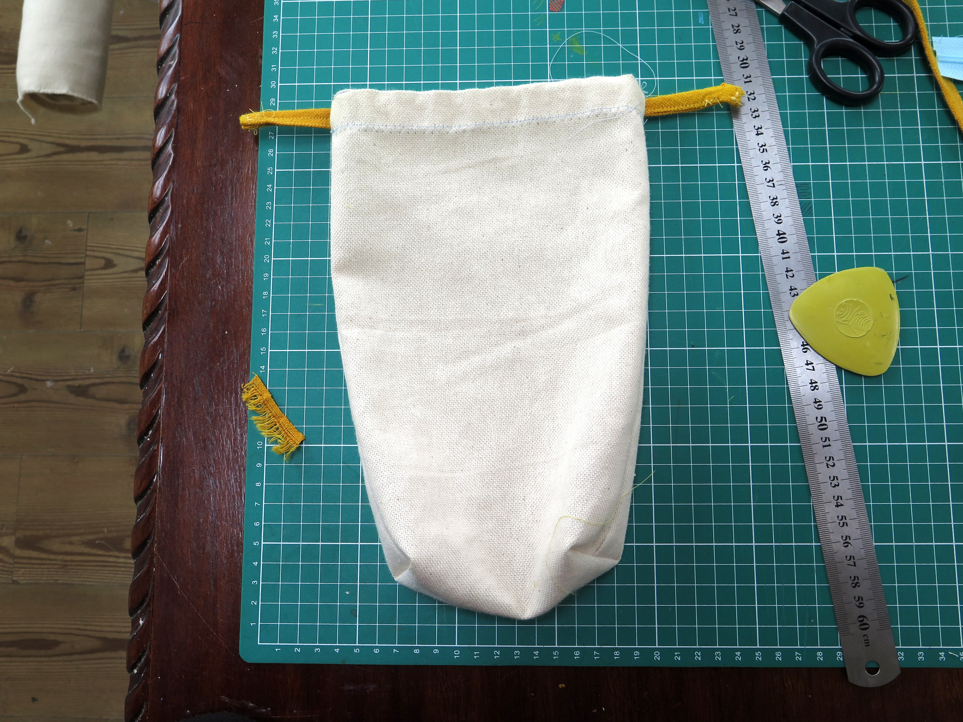 Creating a sample drawstring bag