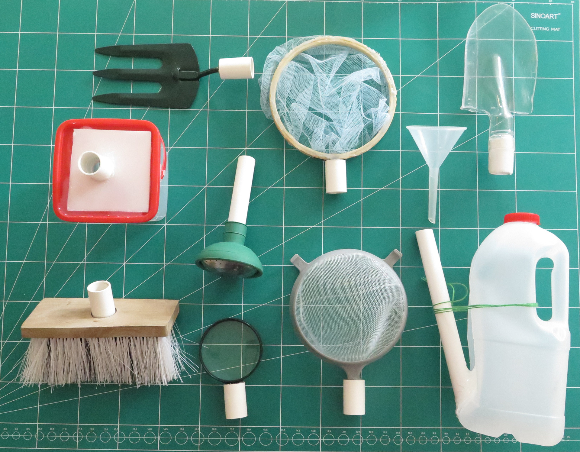 After speaking to some parents I contacted in the research phase, and showing them the sketch models I made, I knew I needed to test them. I created a series of prototype models that represented some of the items I was thinking of including in the tool kit and gave them as a set with pipes and connectors to two families with children between two & four for testing. 