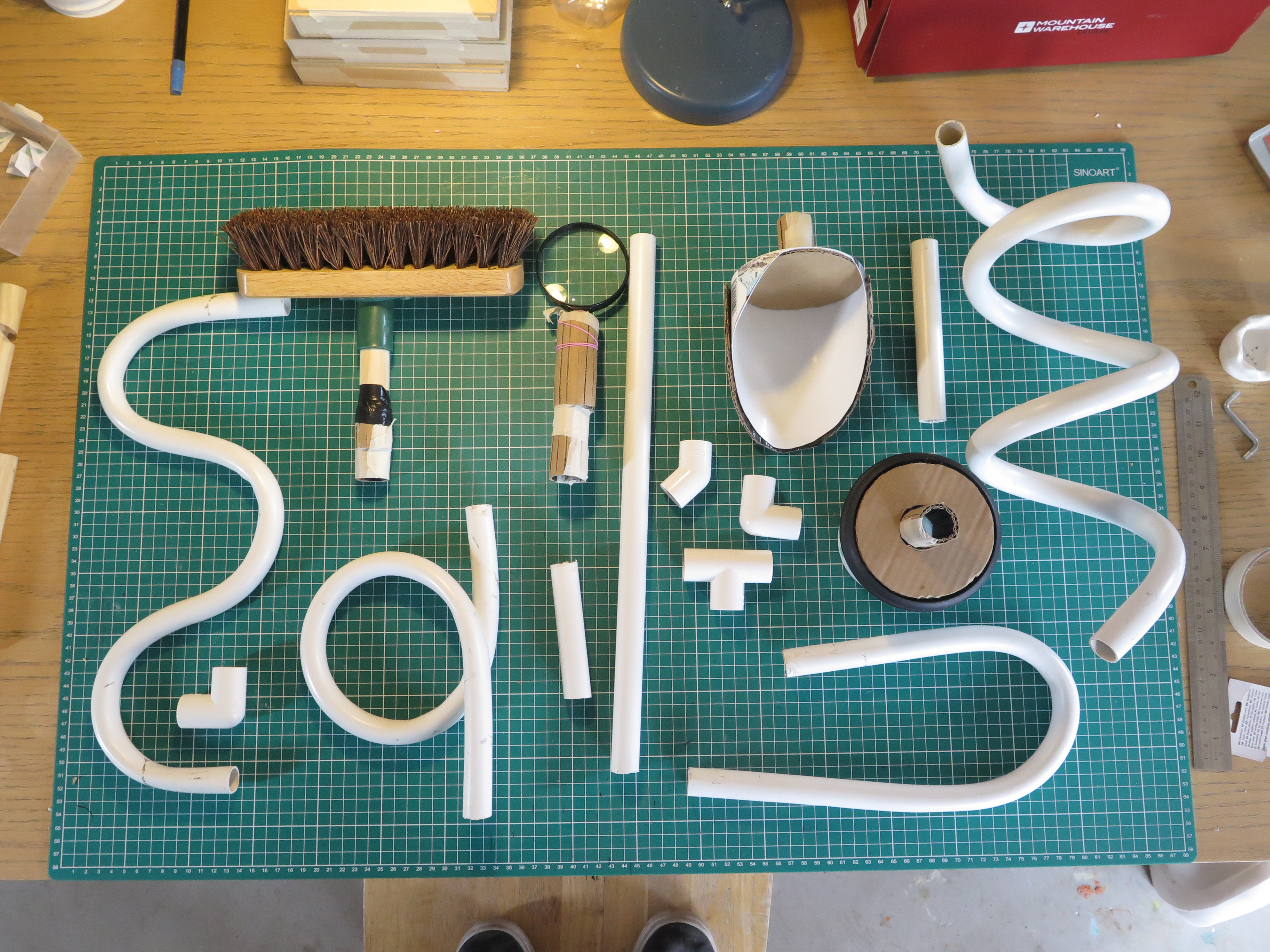 I thought about the different connection parts and how I could make them more interesting and diverse. This led me to PVC Pipes and bending them to create different shapes.