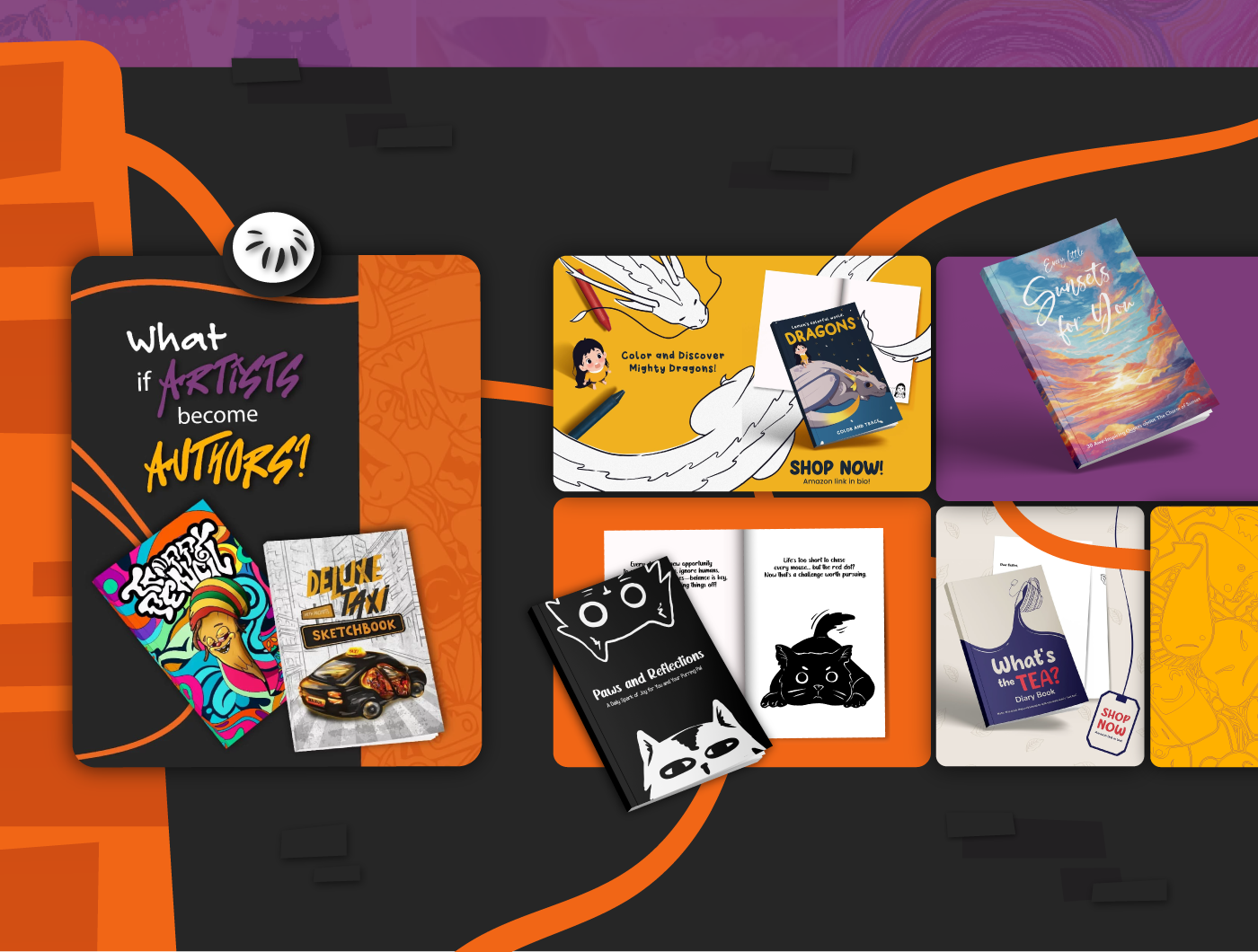 artists become authors with books from artists, coloring books, sketchbook and other creative books