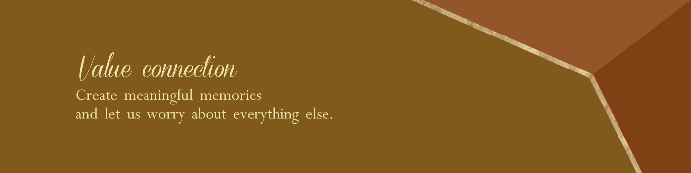 Value connection on neutral palette background with gold lining