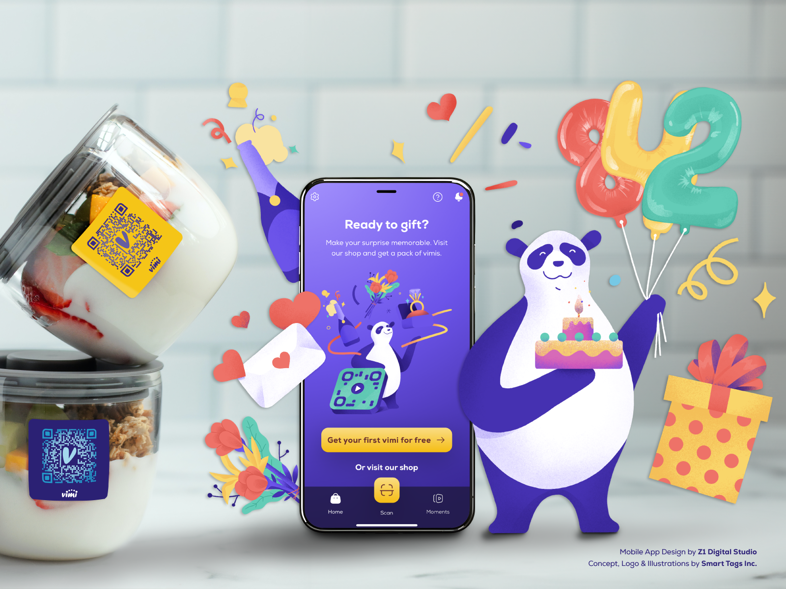 Vimi sticker designs and mobile app designed by Z1 Digital Studio